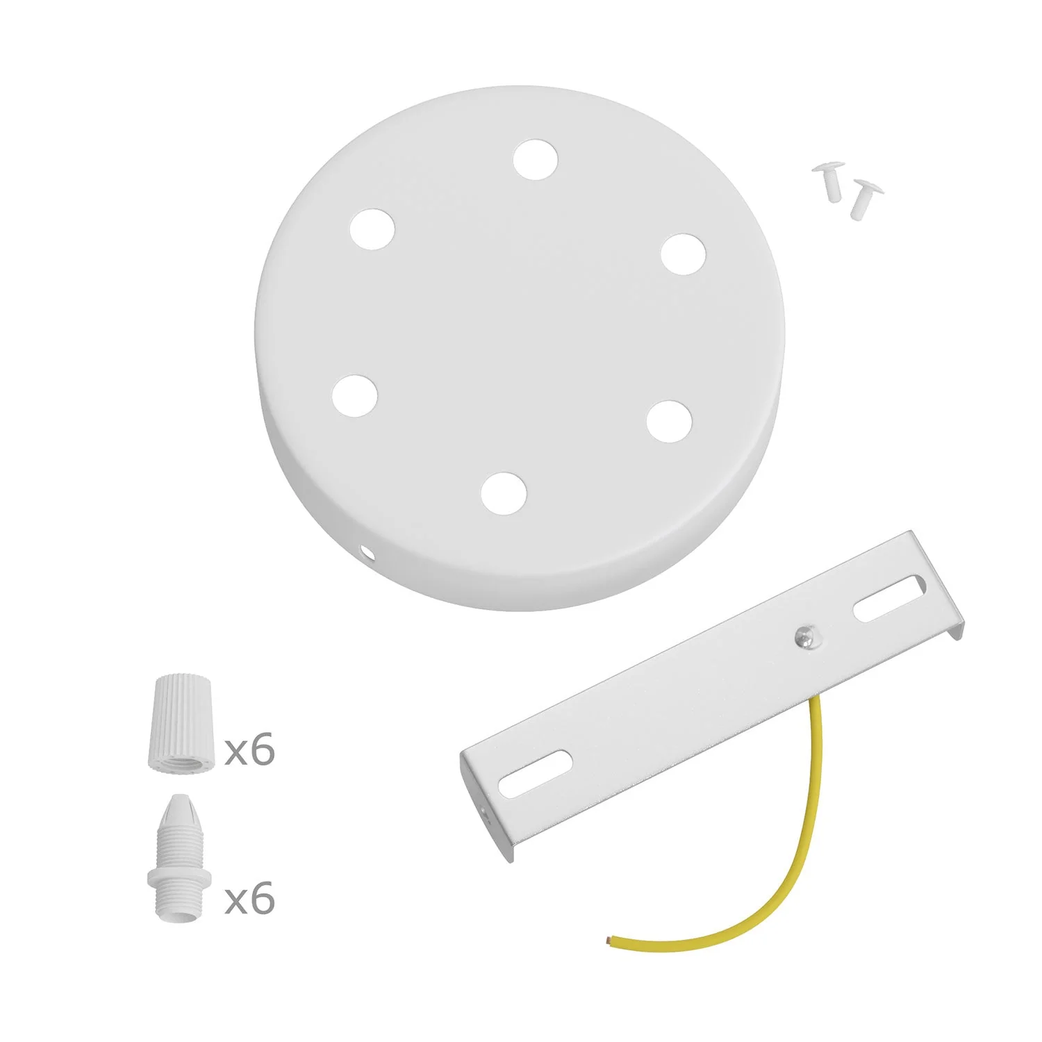 Cylindrical metal ceiling canopy kit with 6 holes - Matte white - Image 3