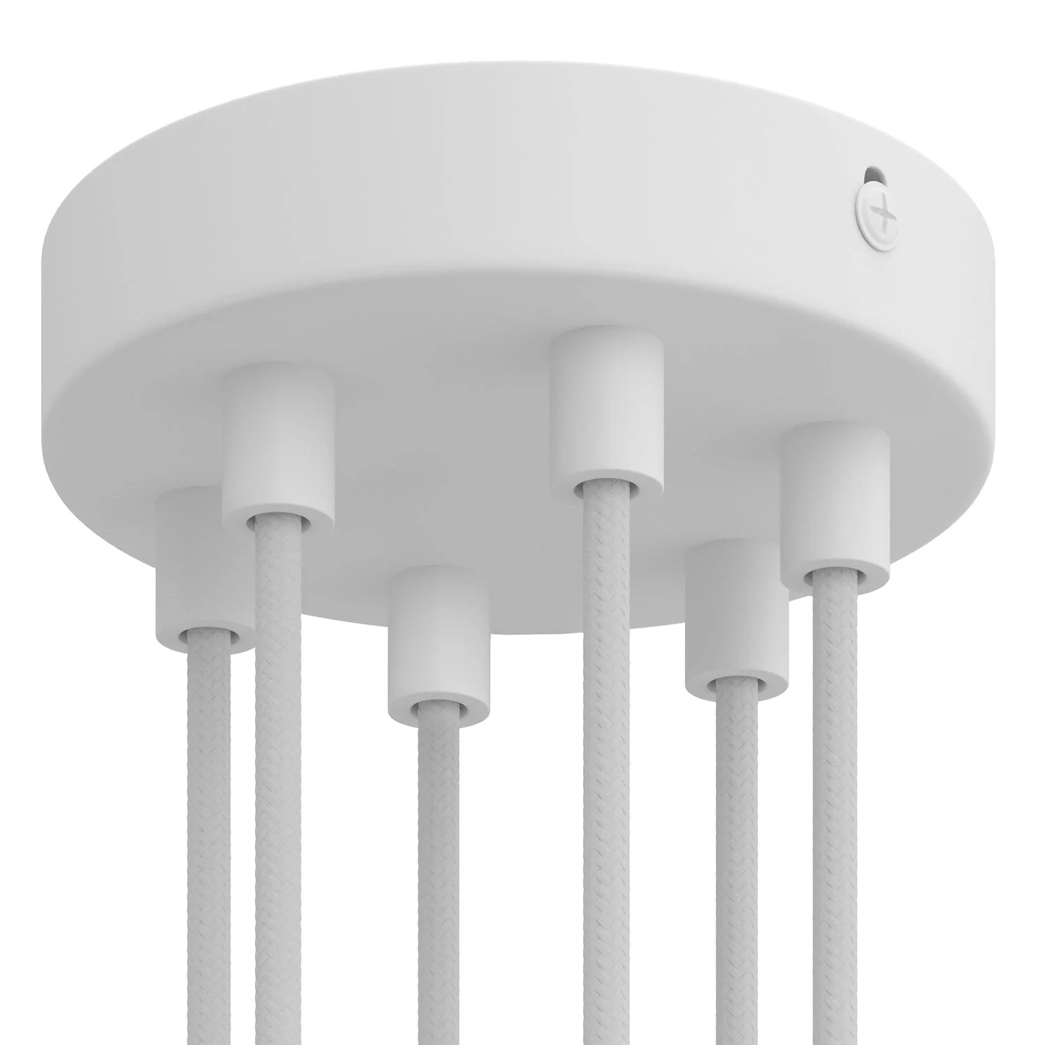Cylindrical metal ceiling canopy kit with 6 holes - Matte white - Image 4