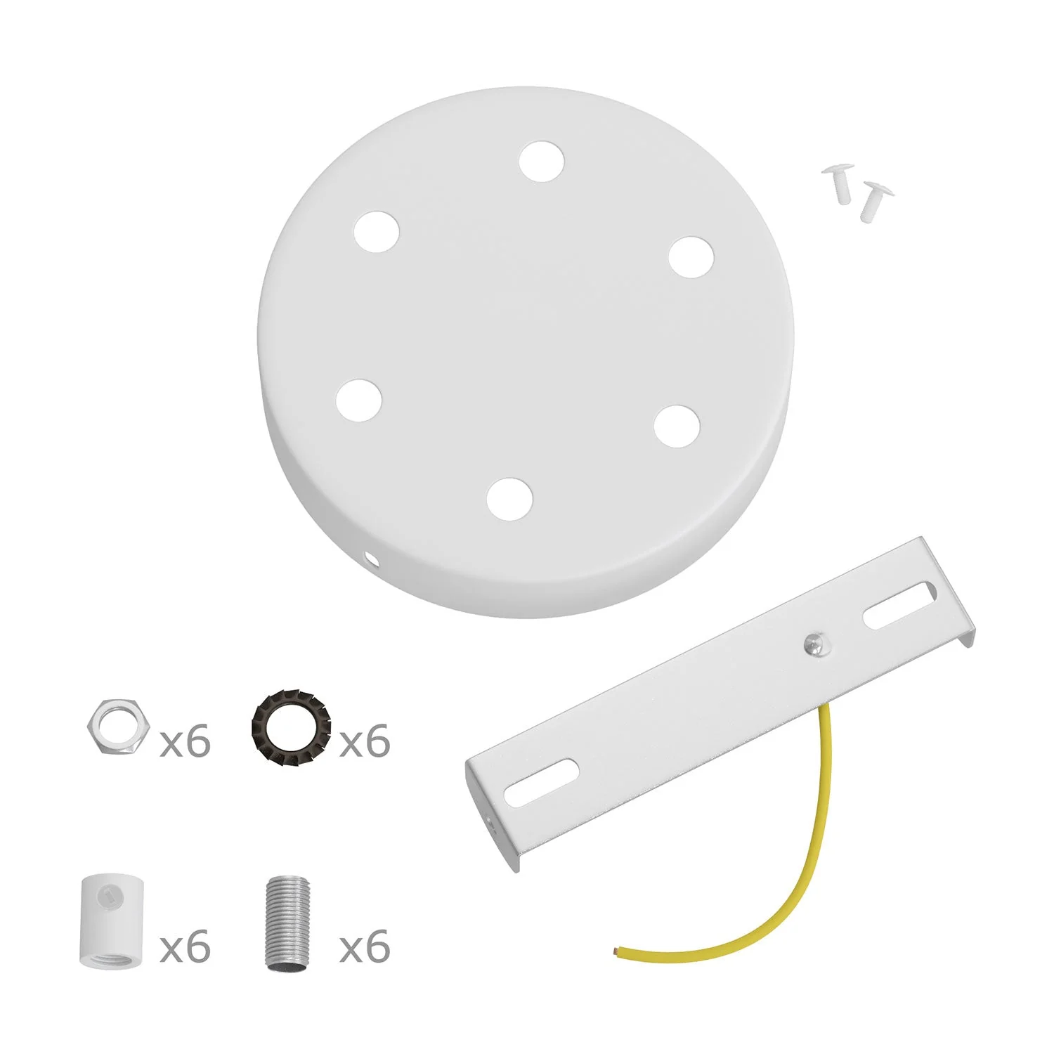 Cylindrical metal ceiling canopy kit with 6 holes - Matte white - Image 6