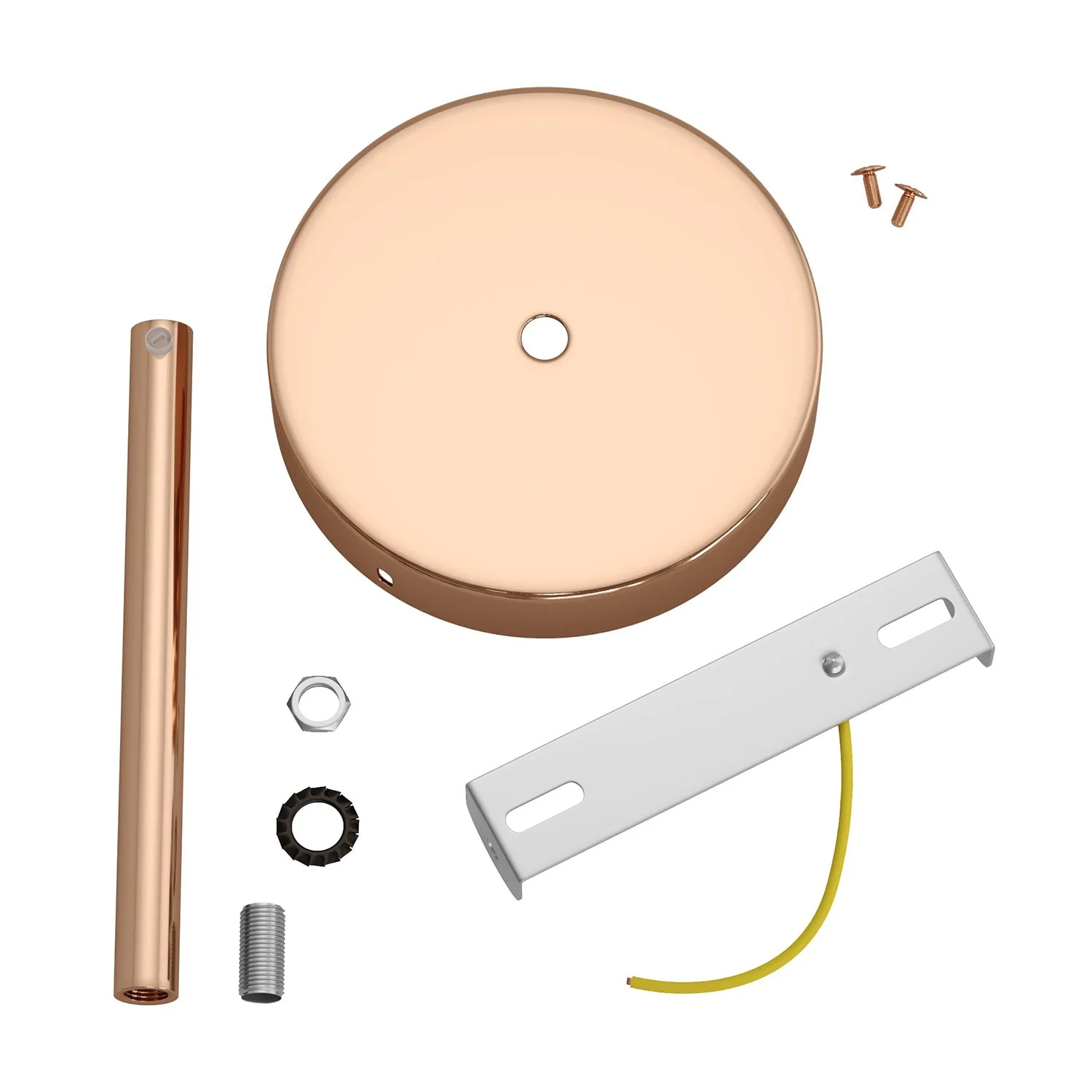 Cylindrical ceiling canopy kit in metal with 15 cm strain relief cord - Copper - Image 3