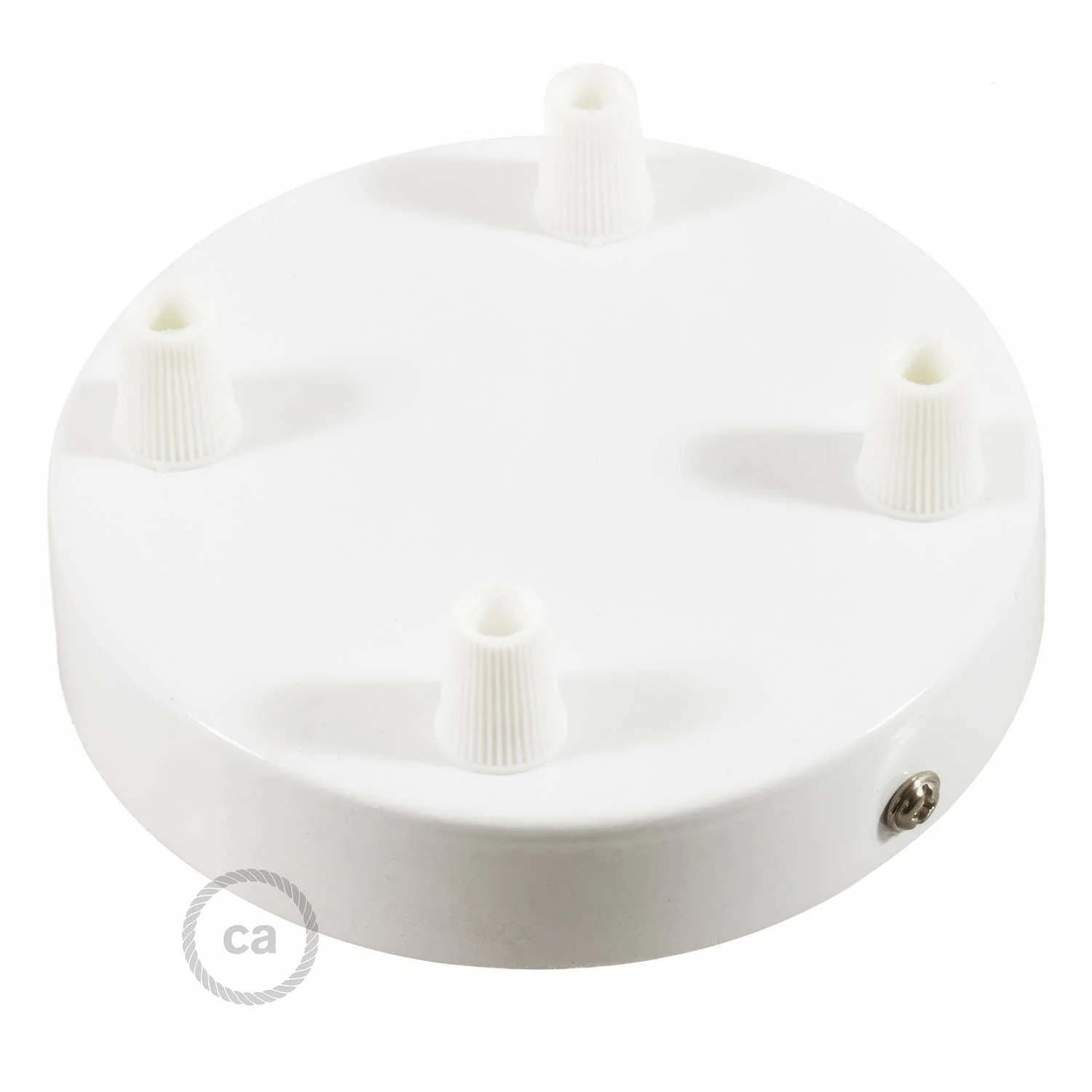 4-hole cylindrical metal ceiling canopy kit - Glossy white - Image 2