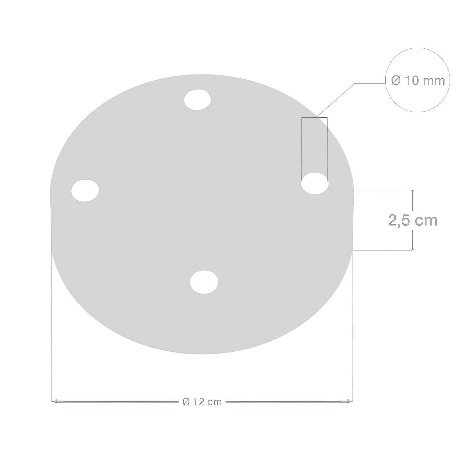 4-hole cylindrical metal ceiling canopy kit - Glossy white - Image 5