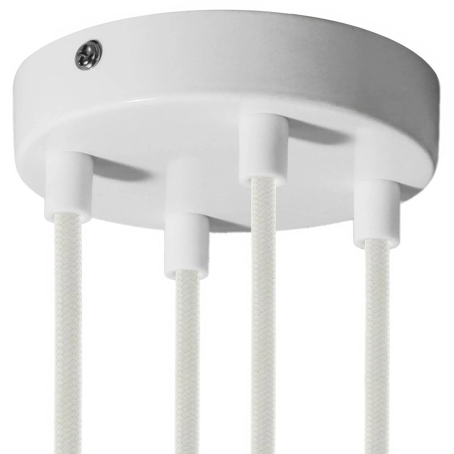 4-hole cylindrical metal ceiling canopy kit - Glossy white - Image 6