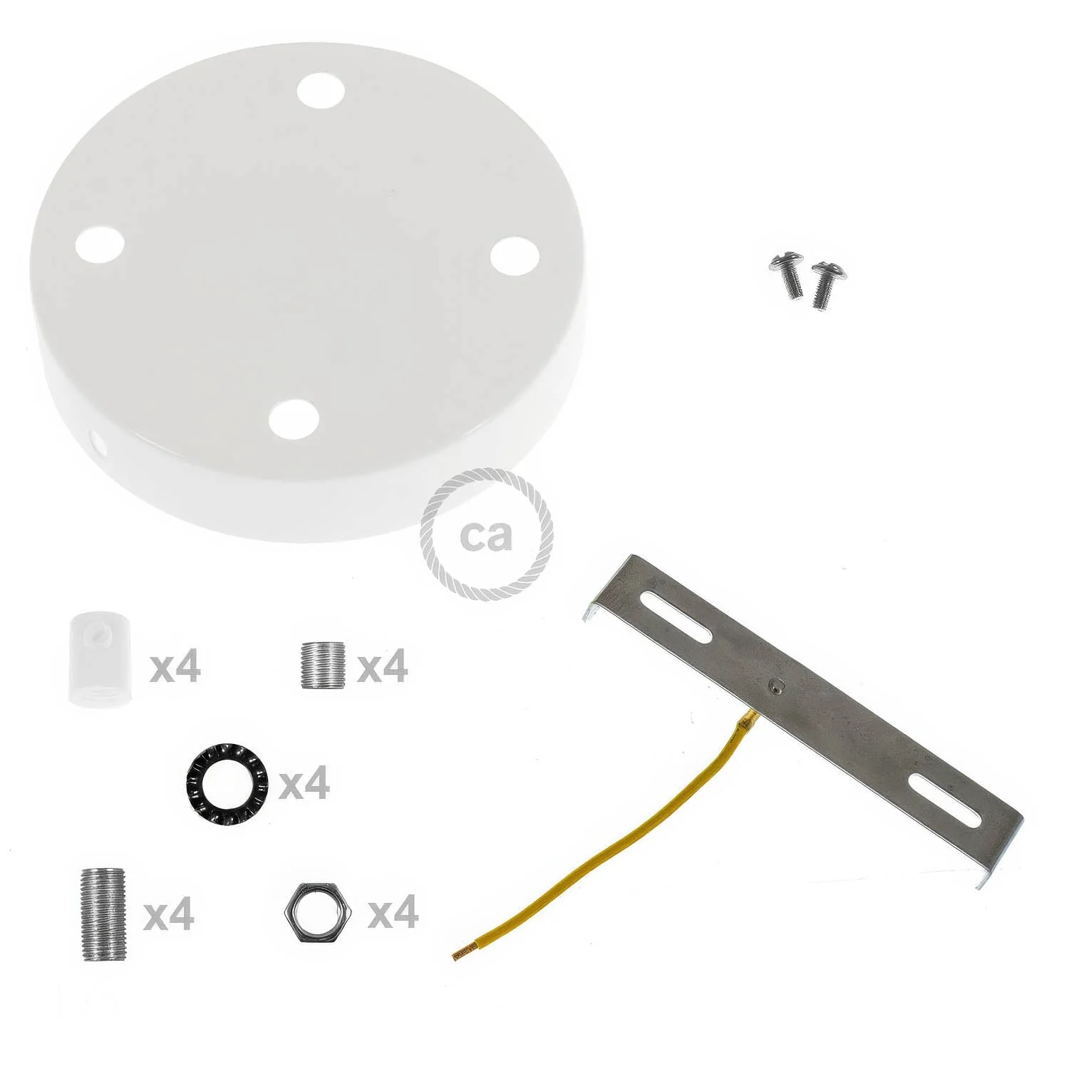 4-hole cylindrical metal ceiling canopy kit - Glossy white - Image 8