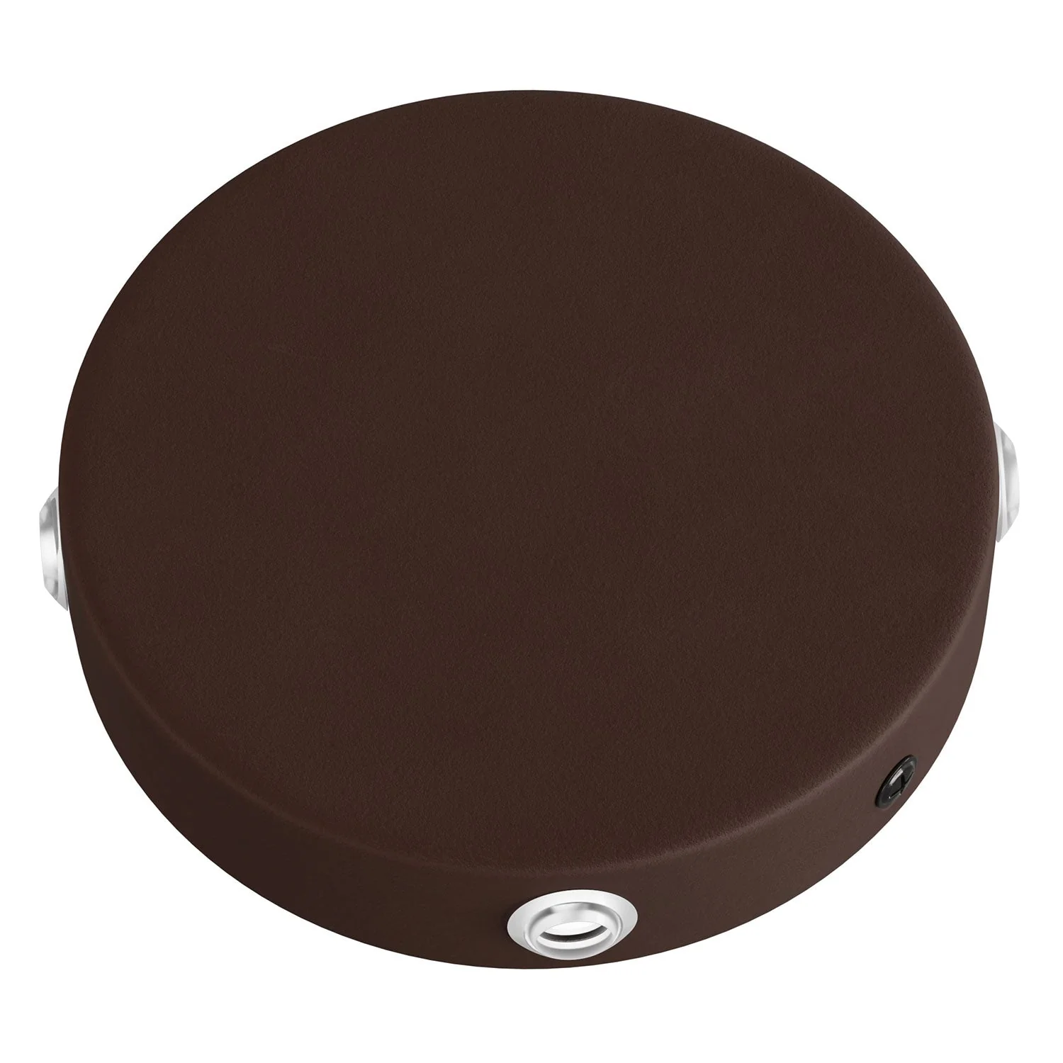 4-hole side cylindrical metal ceiling canopy kit (junction box) – Dark rust painted finish - Image 2