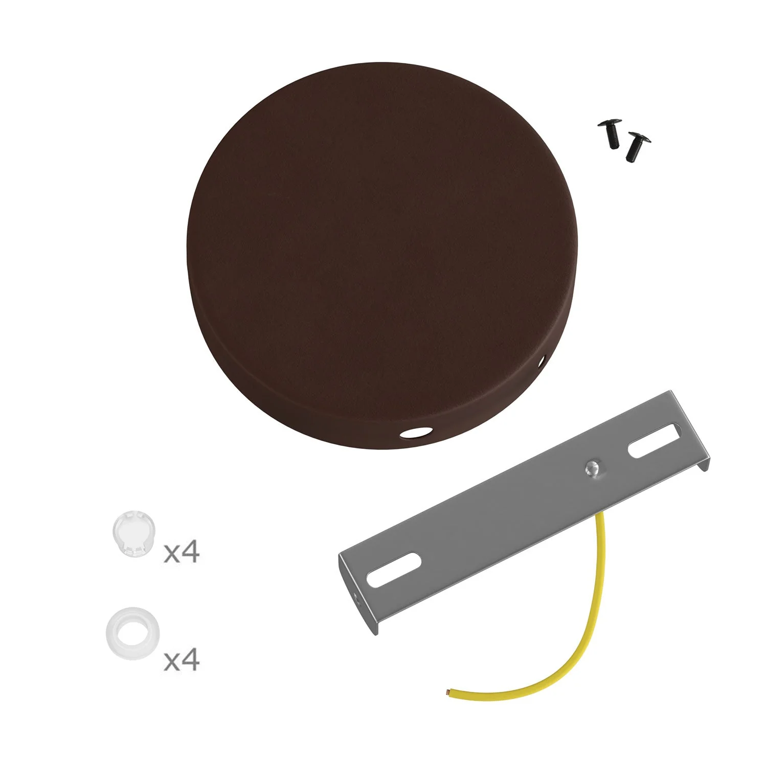 4-hole side cylindrical metal ceiling canopy kit (junction box) – Dark rust painted finish - Image 3