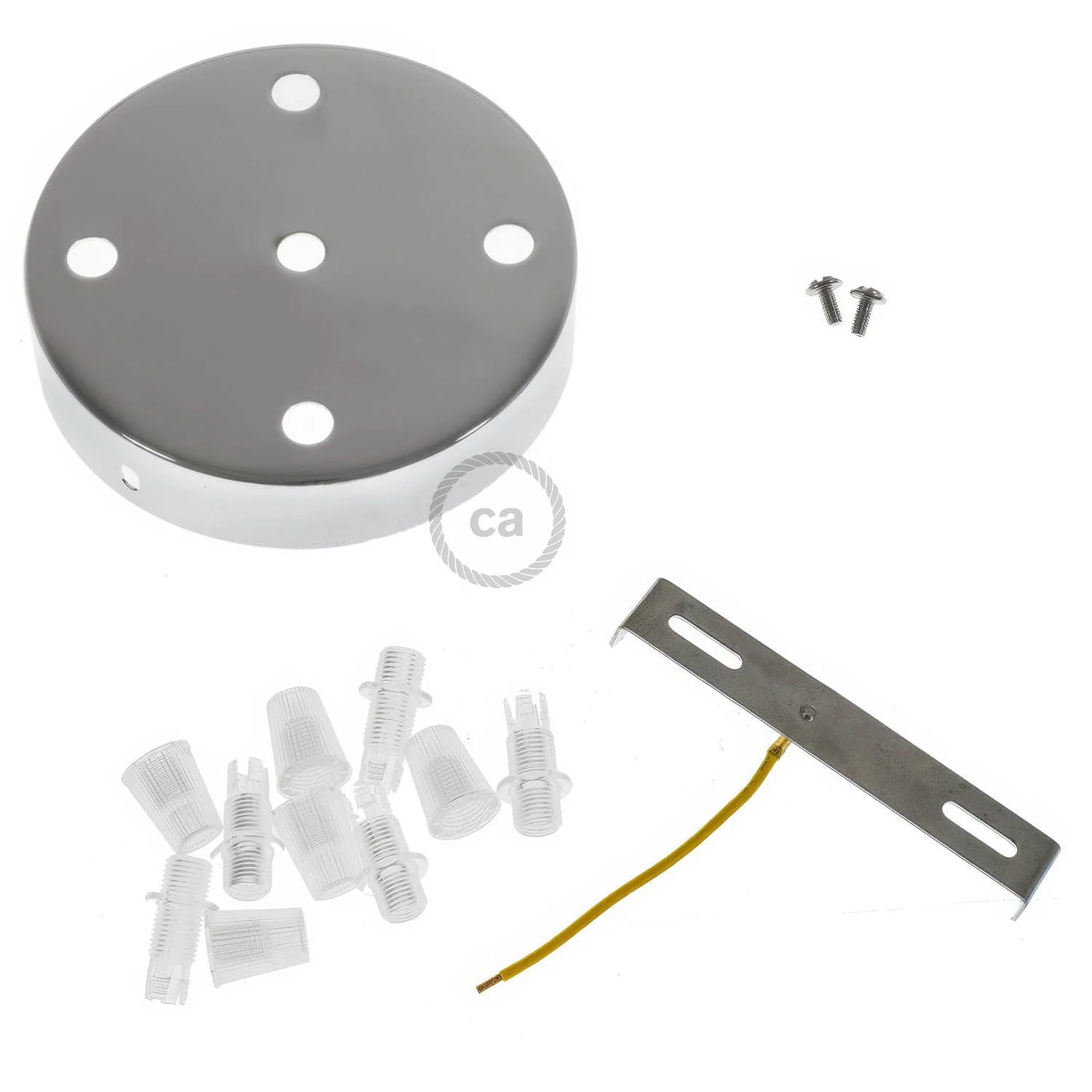 5-hole cylindrical metal ceiling canopy kit - Chrome - Image 3