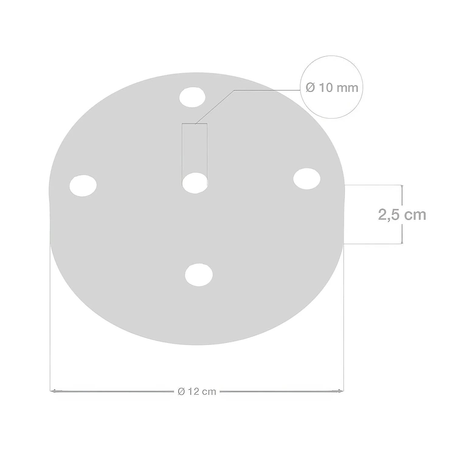 5-hole cylindrical metal ceiling canopy kit - Chrome - Image 5