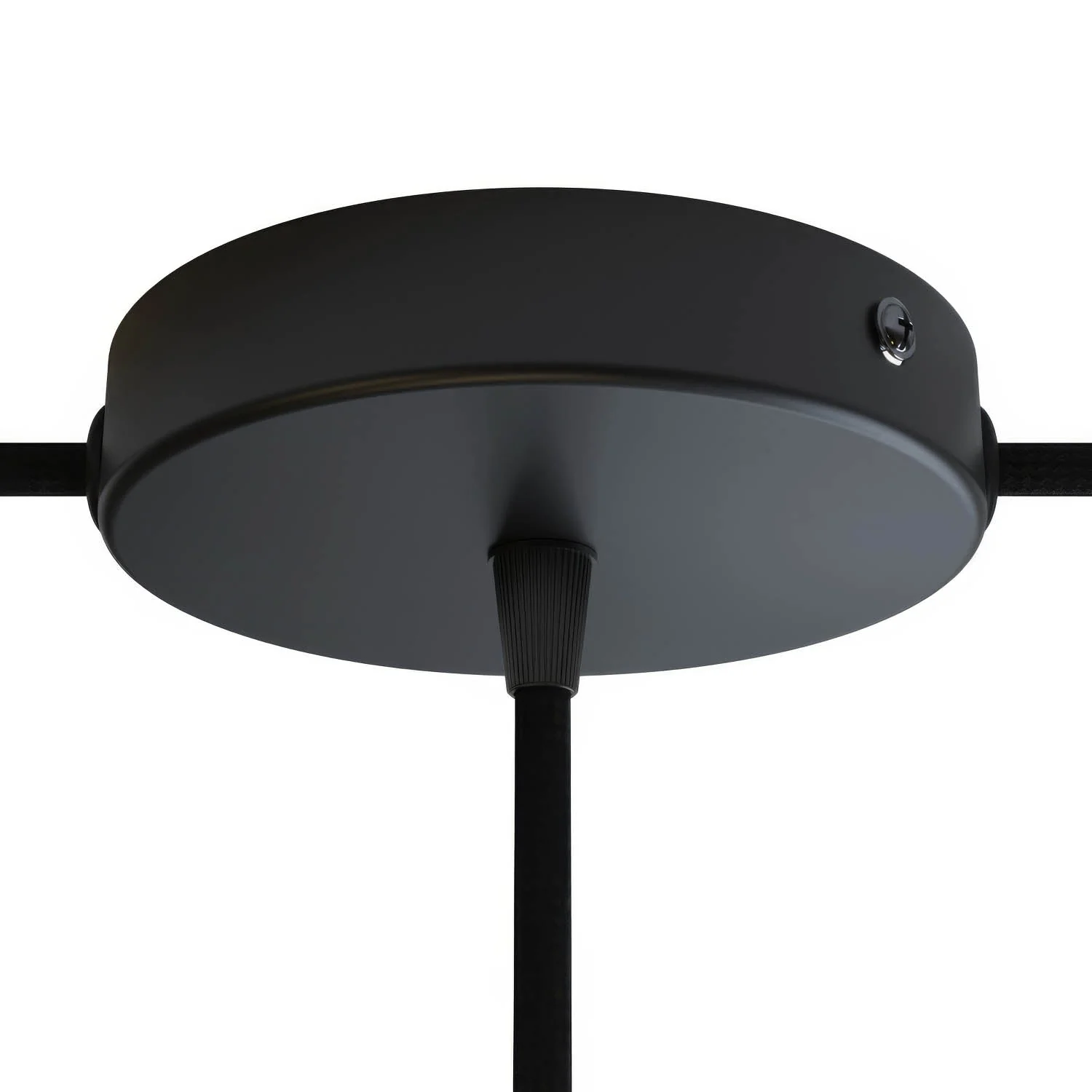 Cylindrical ceiling canopy kit in metal with 1 central hole and 2 side holes - Black