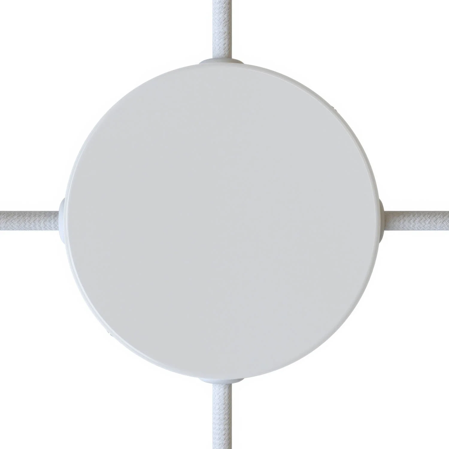 Cylindrical metal ceiling canopy kit with 4 side holes (junction box) - Glossy white