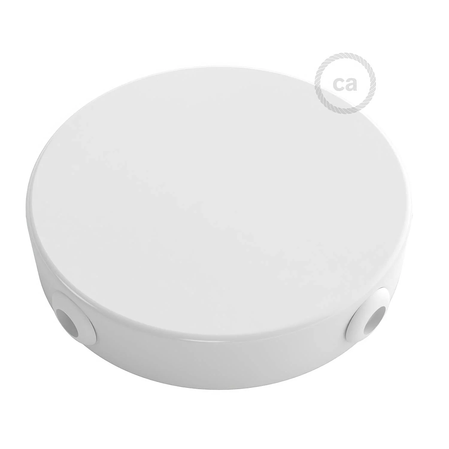 Cylindrical metal ceiling canopy kit with 4 side holes (junction box) - Glossy white - Image 2