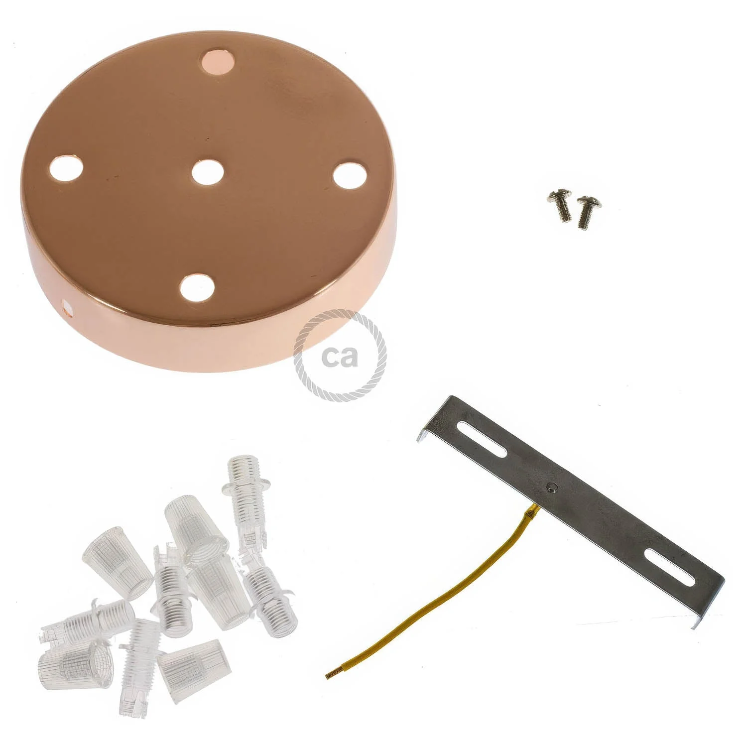 5-hole cylindrical metal ceiling canopy kit - Copper - Image 3
