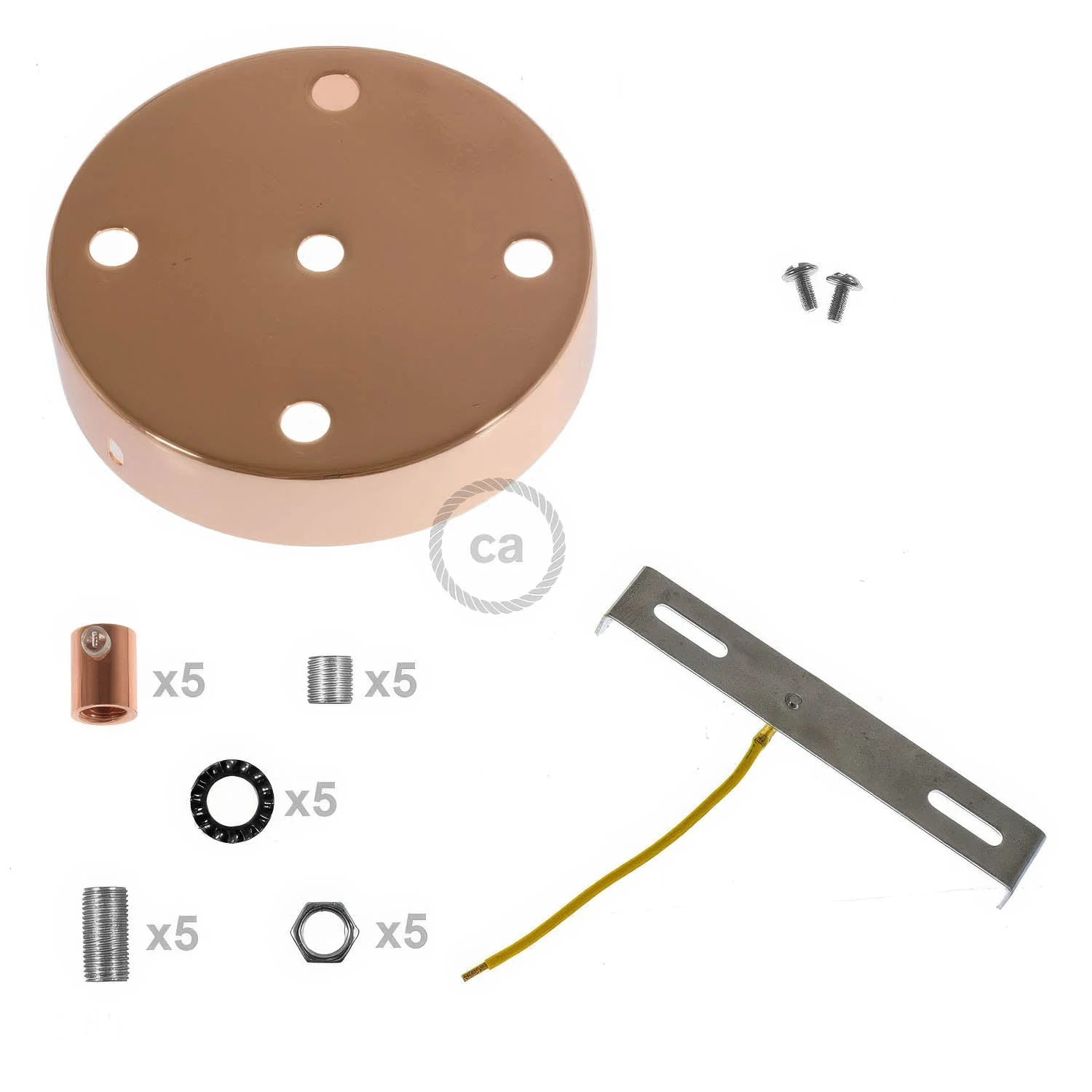 5-hole cylindrical metal ceiling canopy kit - Copper - Image 8