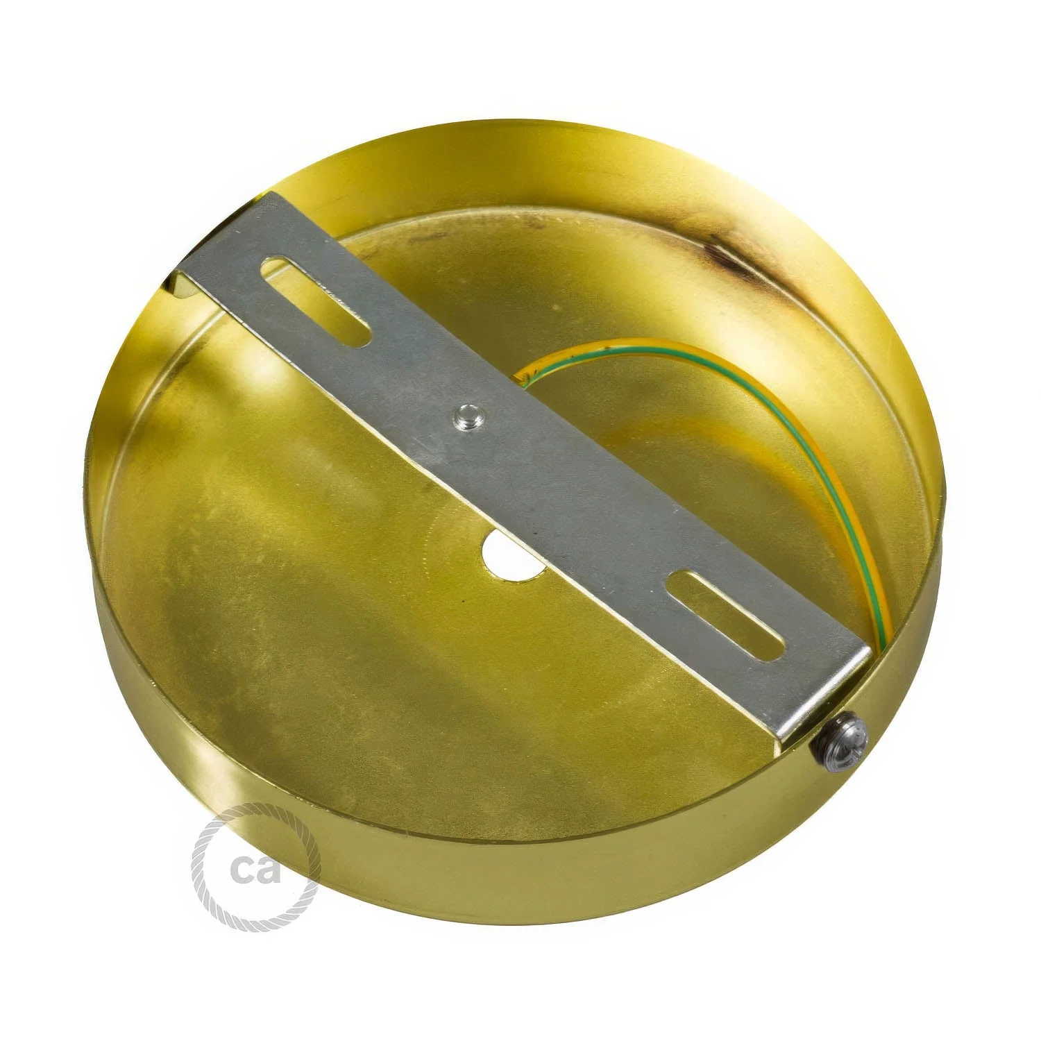 Cylindrical metal ceiling canopy kit with 7 cm strain relief - Satin bronze - Image 4