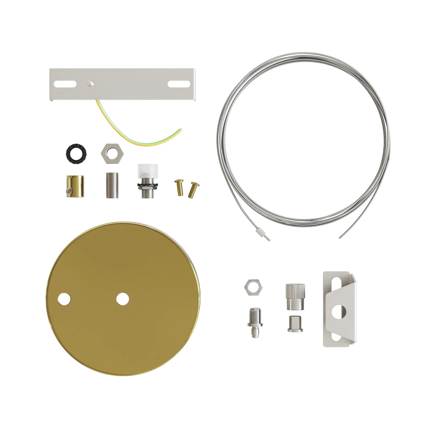 Ceiling canopy Kit Ø 120 mm with steel suspension and millimetric balancer – Brass - Image 4