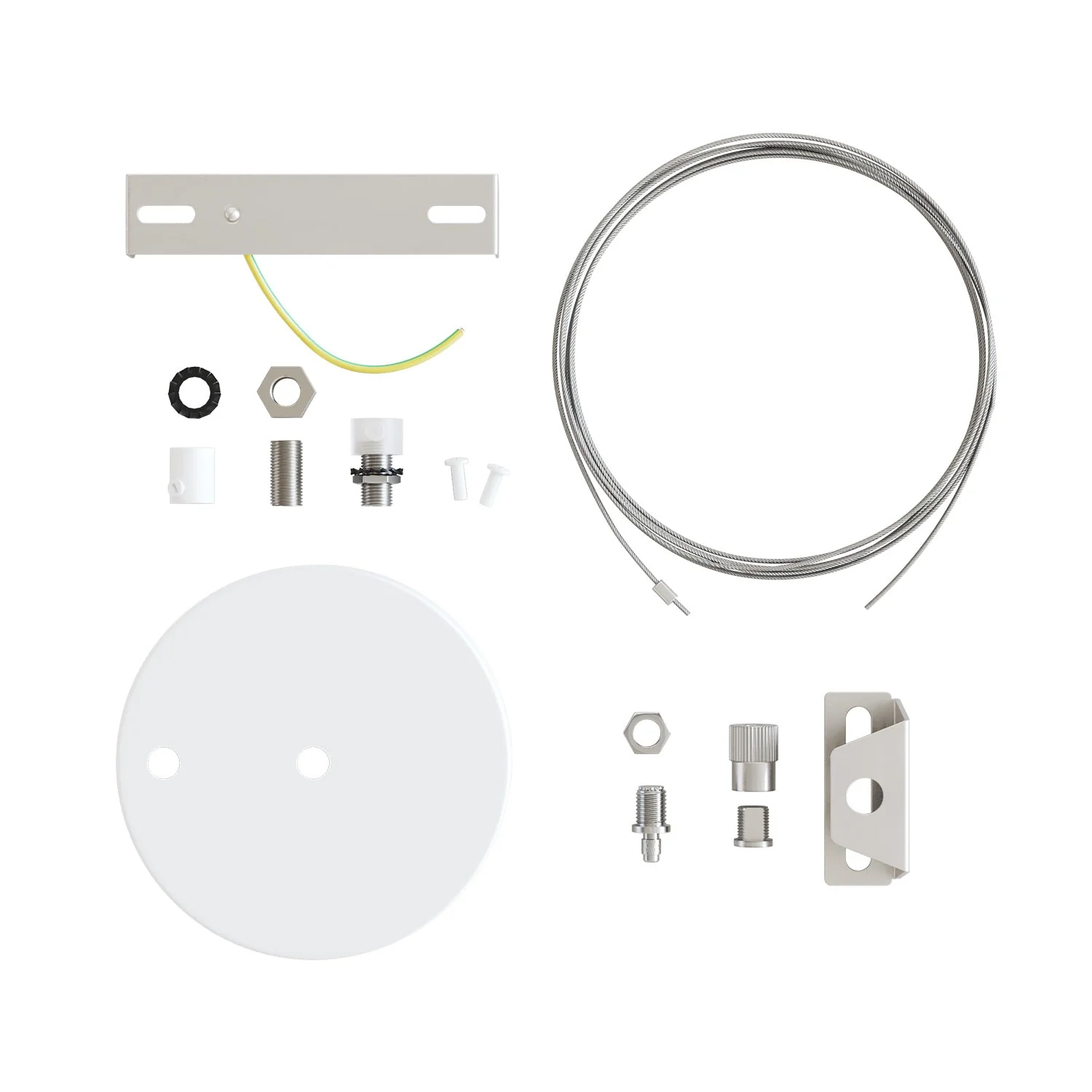 Ceiling canopy Kit Ø 120 mm with steel suspension and millimetric balancer - Matte White - Image 4