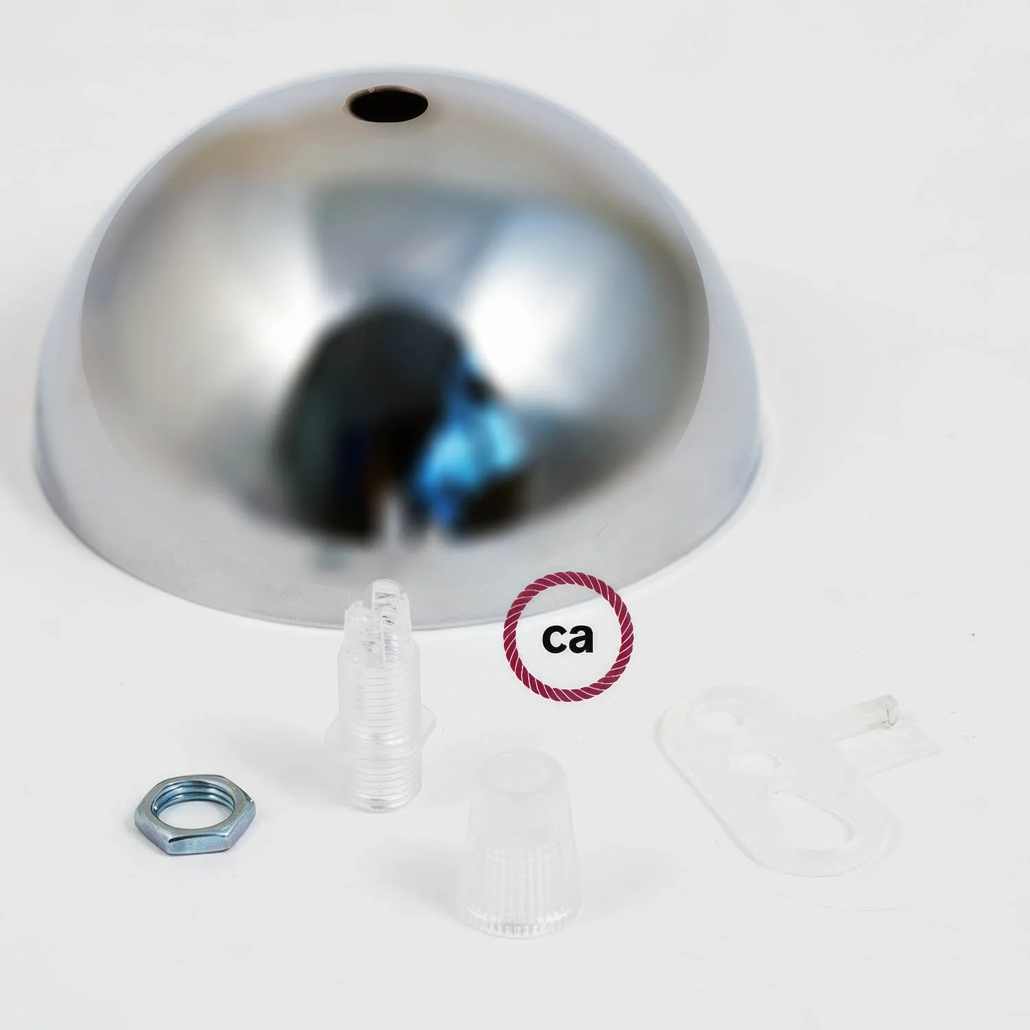 Painted metal semi-spherical ceiling canopy kit - Chrome - Image 3