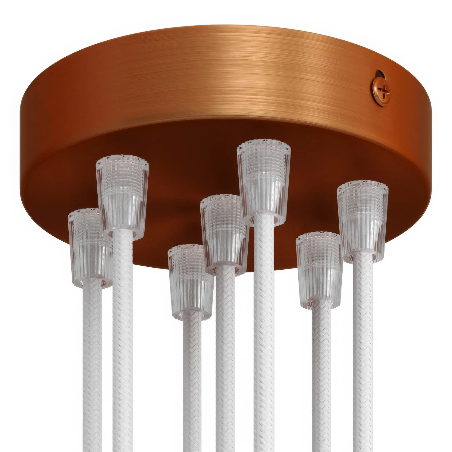 7-hole cylindrical metal ceiling canopy kit - Satin copper