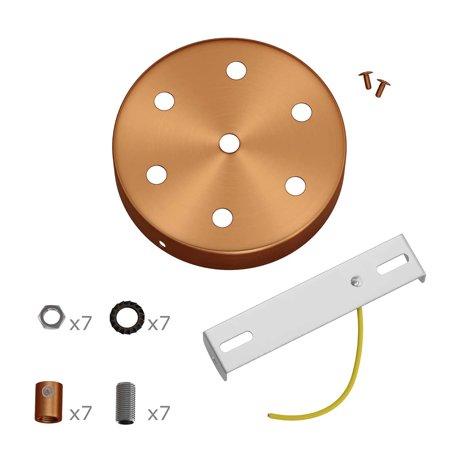 7-hole cylindrical metal ceiling canopy kit - Satin copper - Image 8