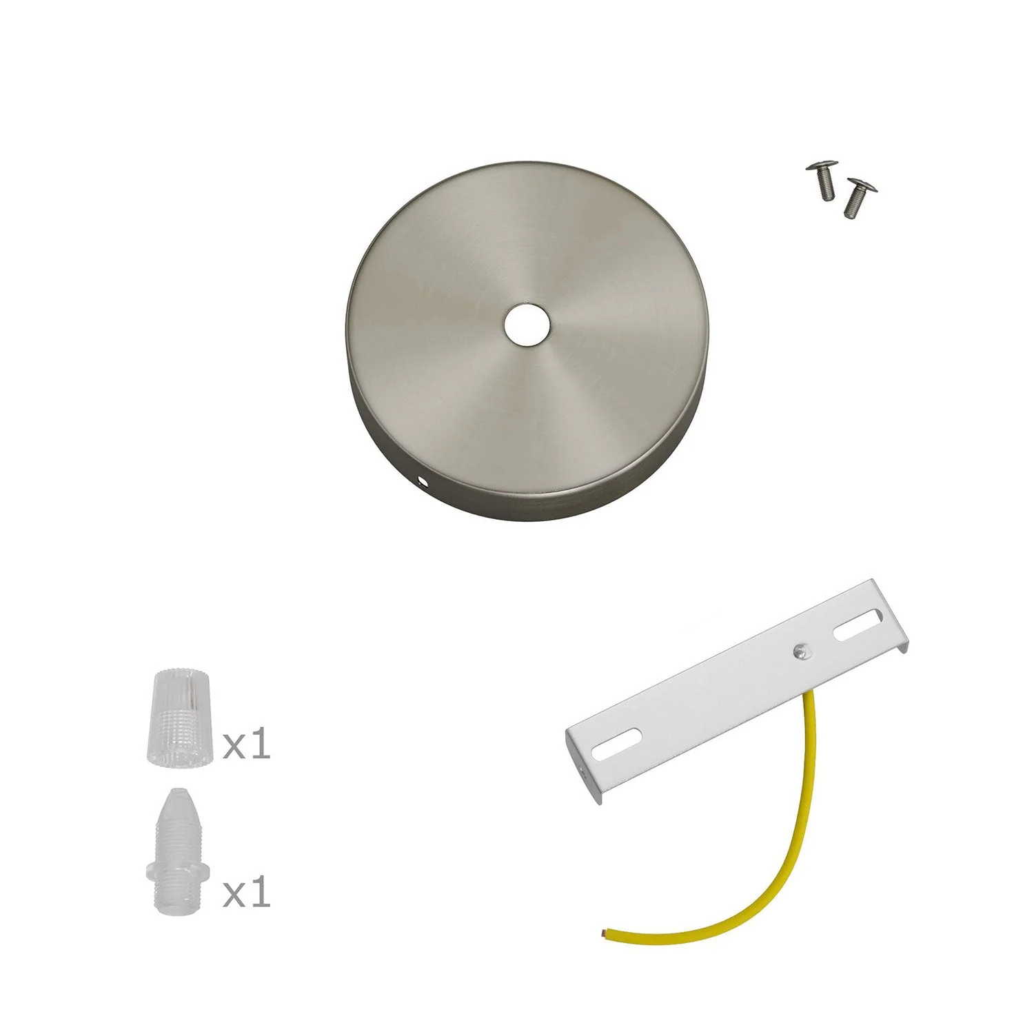 Mini Ceiling canopy kit, cylindrical metal with 1 central hole - Satin titanium - Image 3