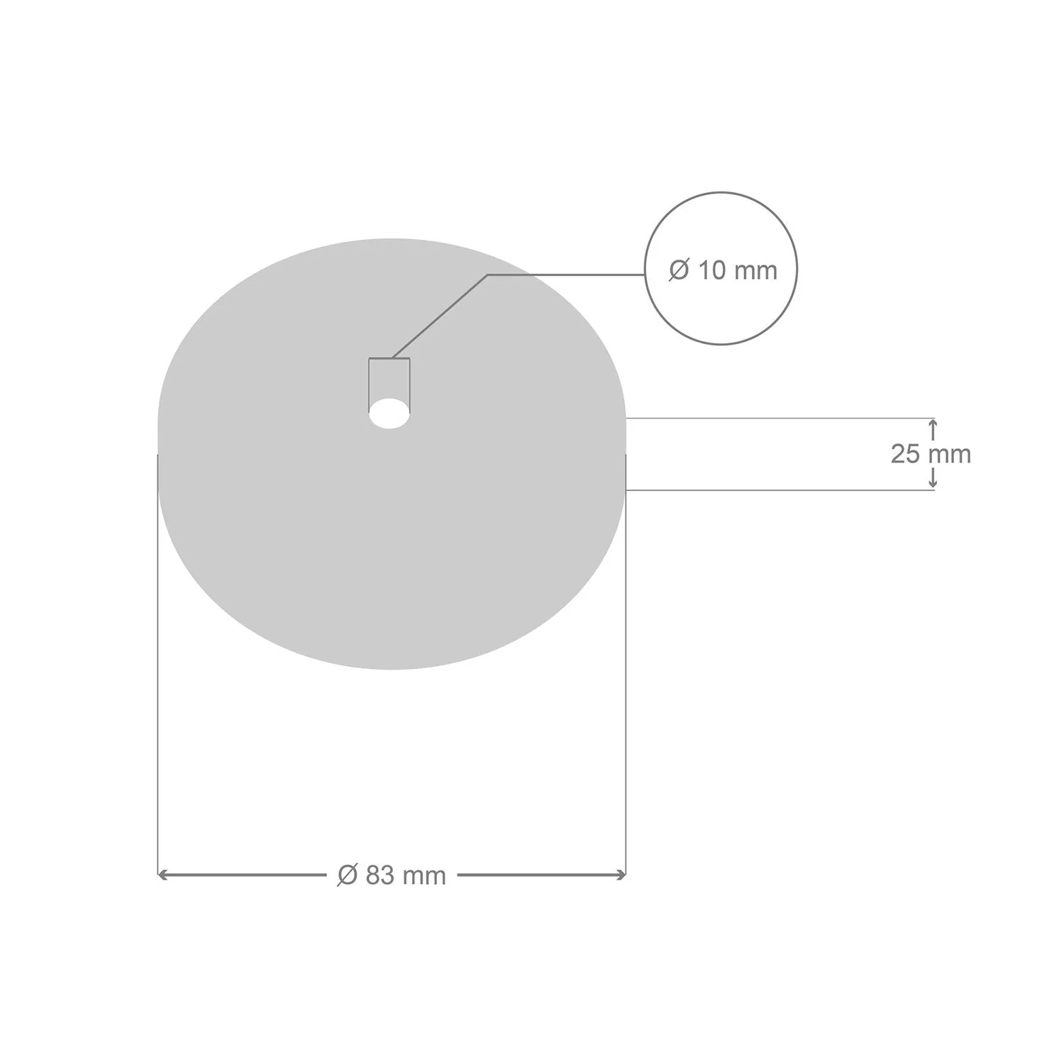 Mini Ceiling canopy kit, cylindrical metal with 1 central hole - Satin titanium - Image 4