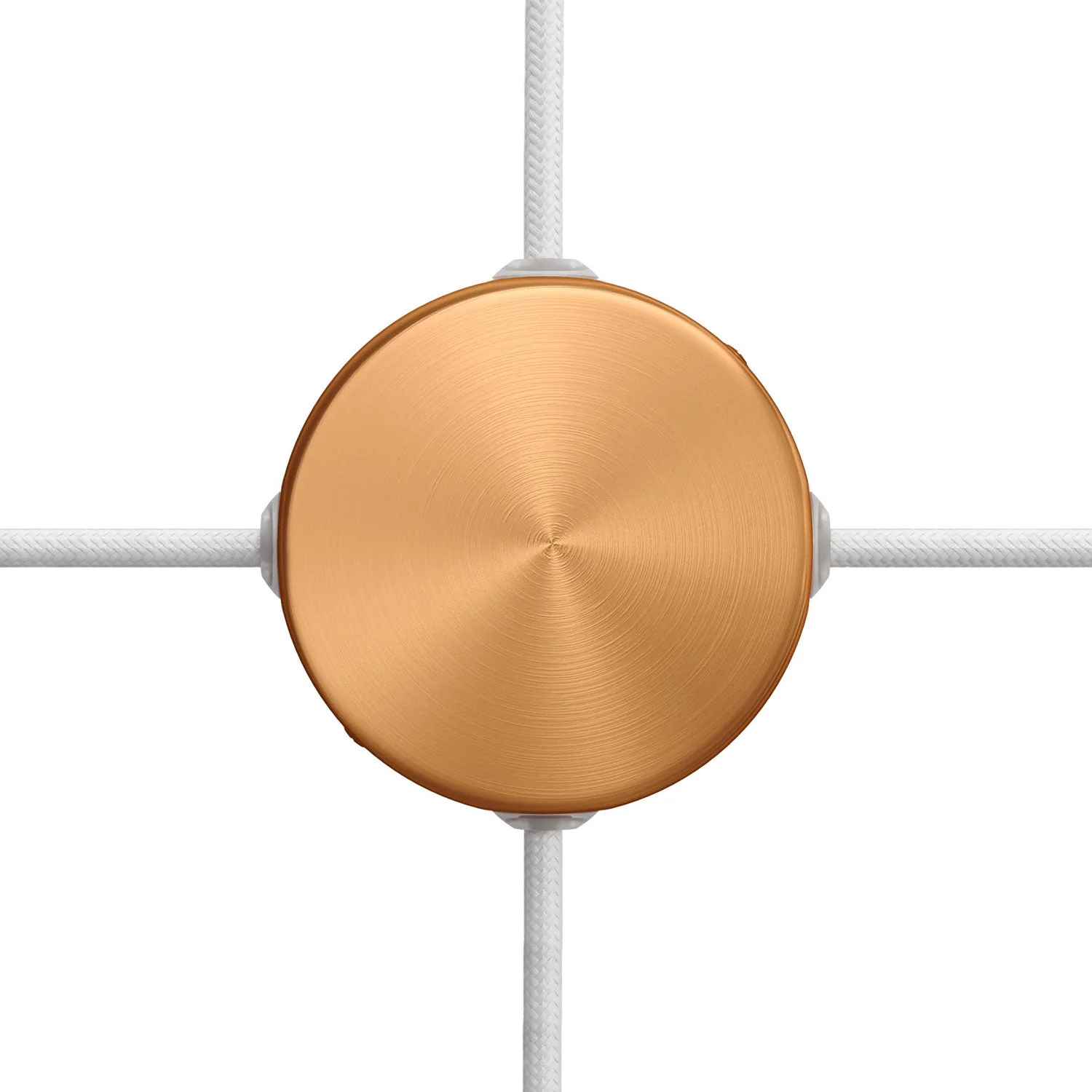 Mini cylindrical ceiling canopy kit in metal with 4 side holes (junction box) - Satin Copper