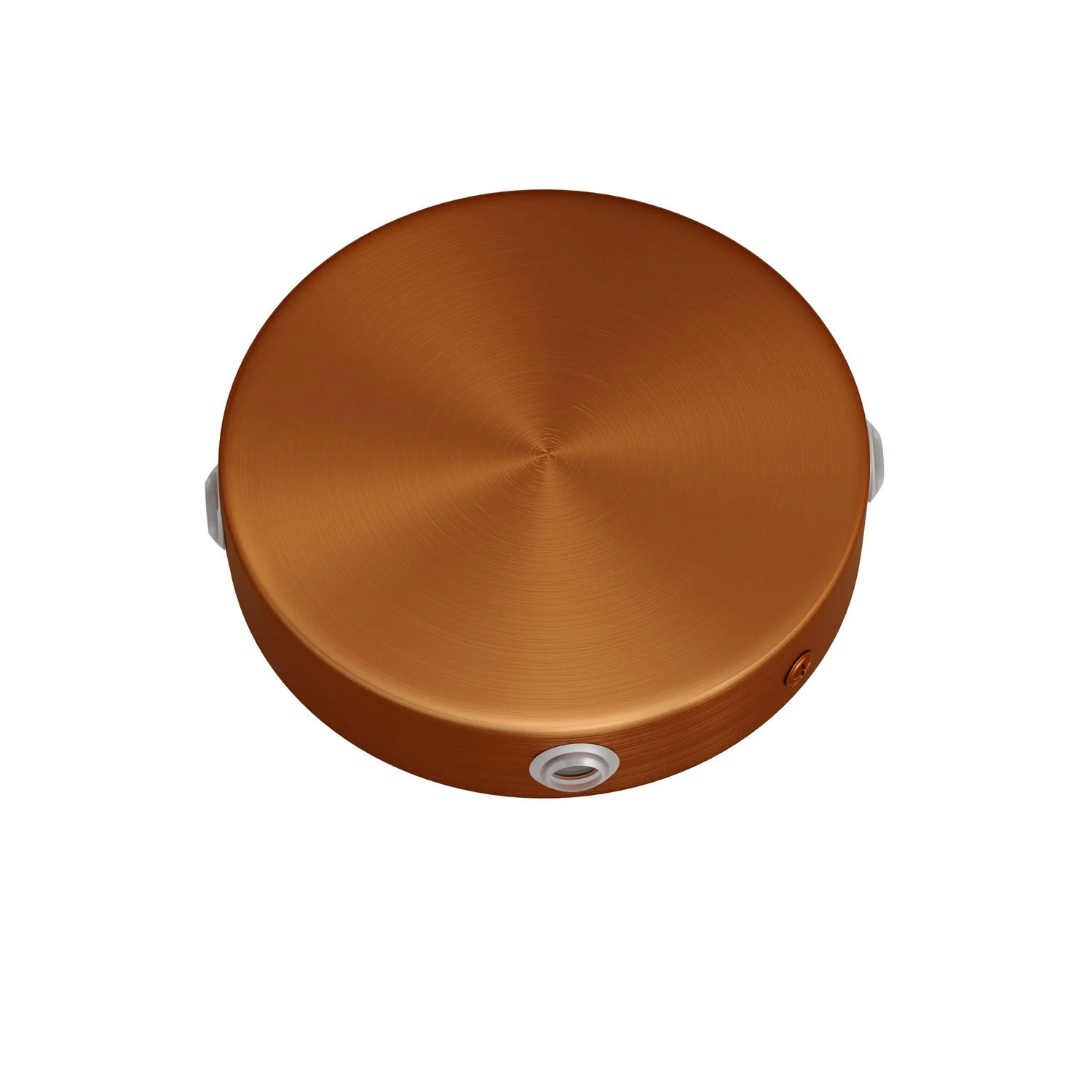 Mini cylindrical ceiling canopy kit in metal with 4 side holes (junction box) - Satin Copper - Image 2