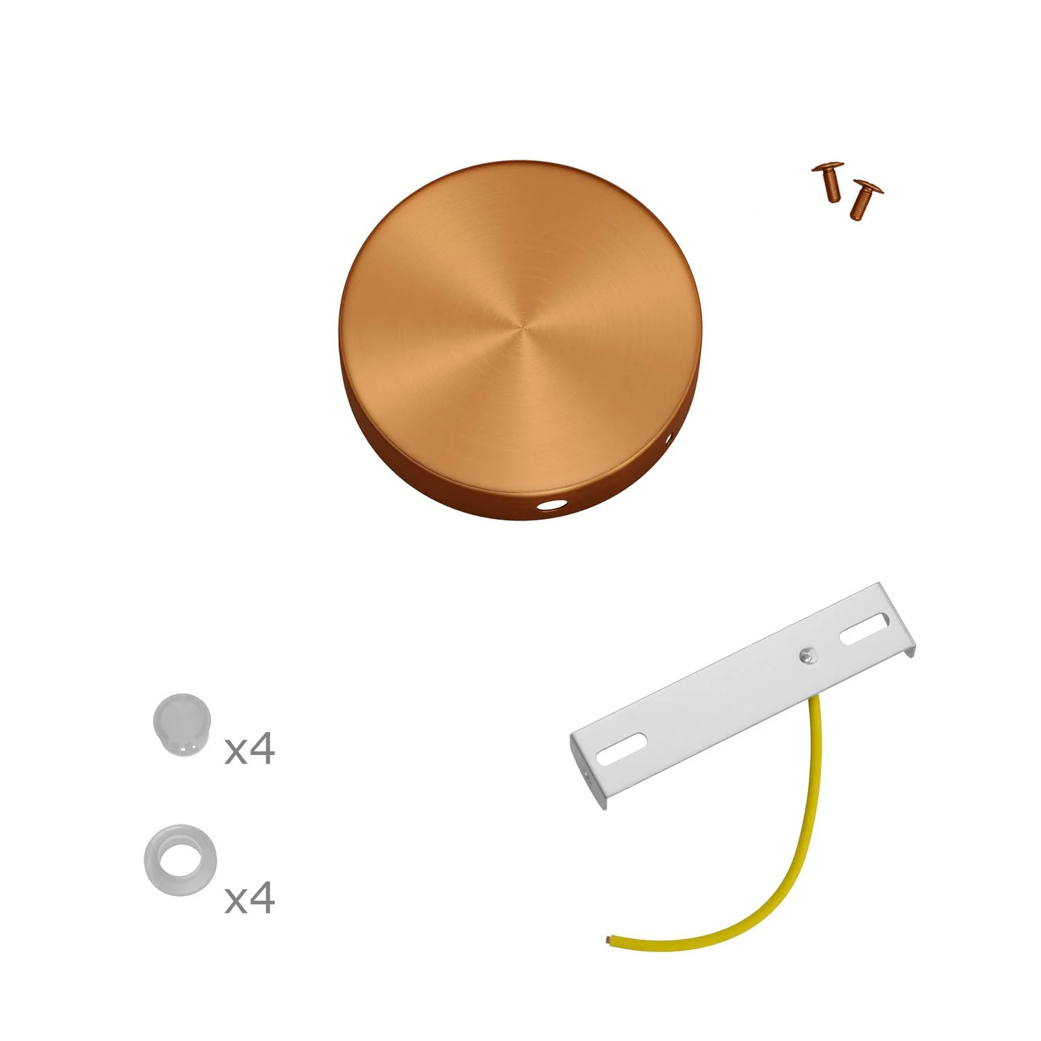 Mini cylindrical ceiling canopy kit in metal with 4 side holes (junction box) - Satin Copper - Image 3