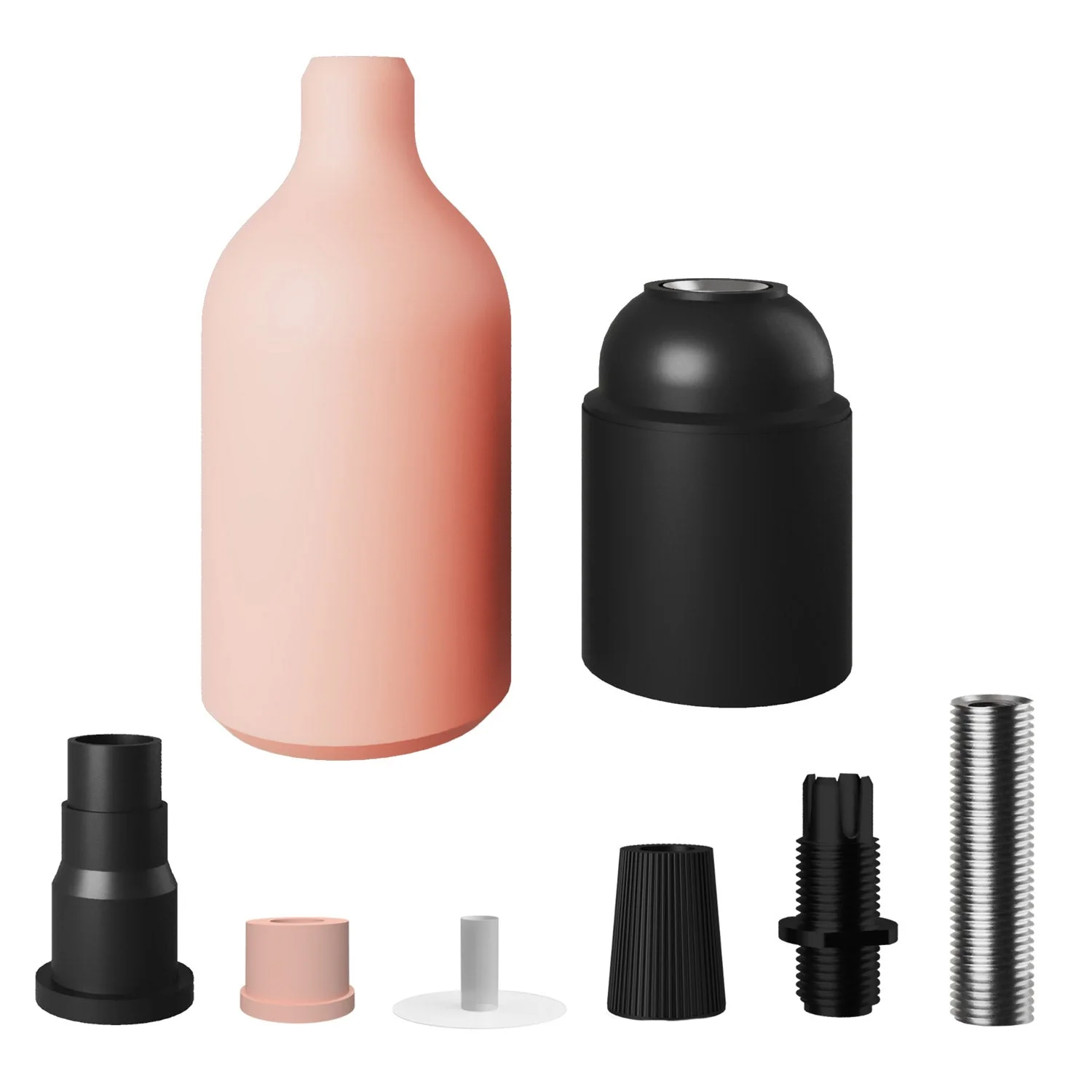 E27 silicone socket kit with hidden strain relief - Salmon - Image 2