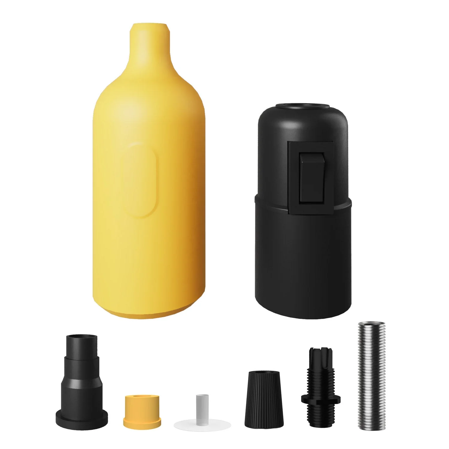 E27 silicone socket kit with hidden switch and strain relief - Yellow - Image 2