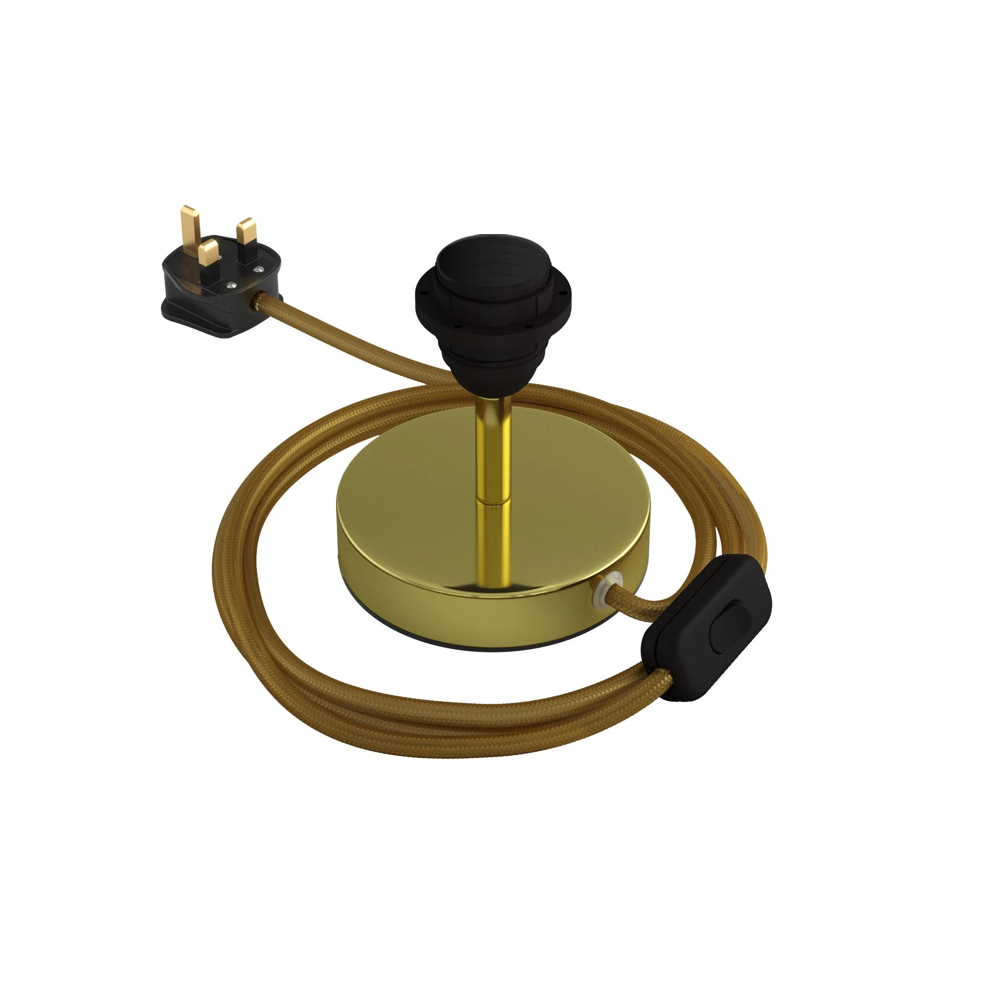 Lampshade riser - Metal table lamp with UK plug - Brass