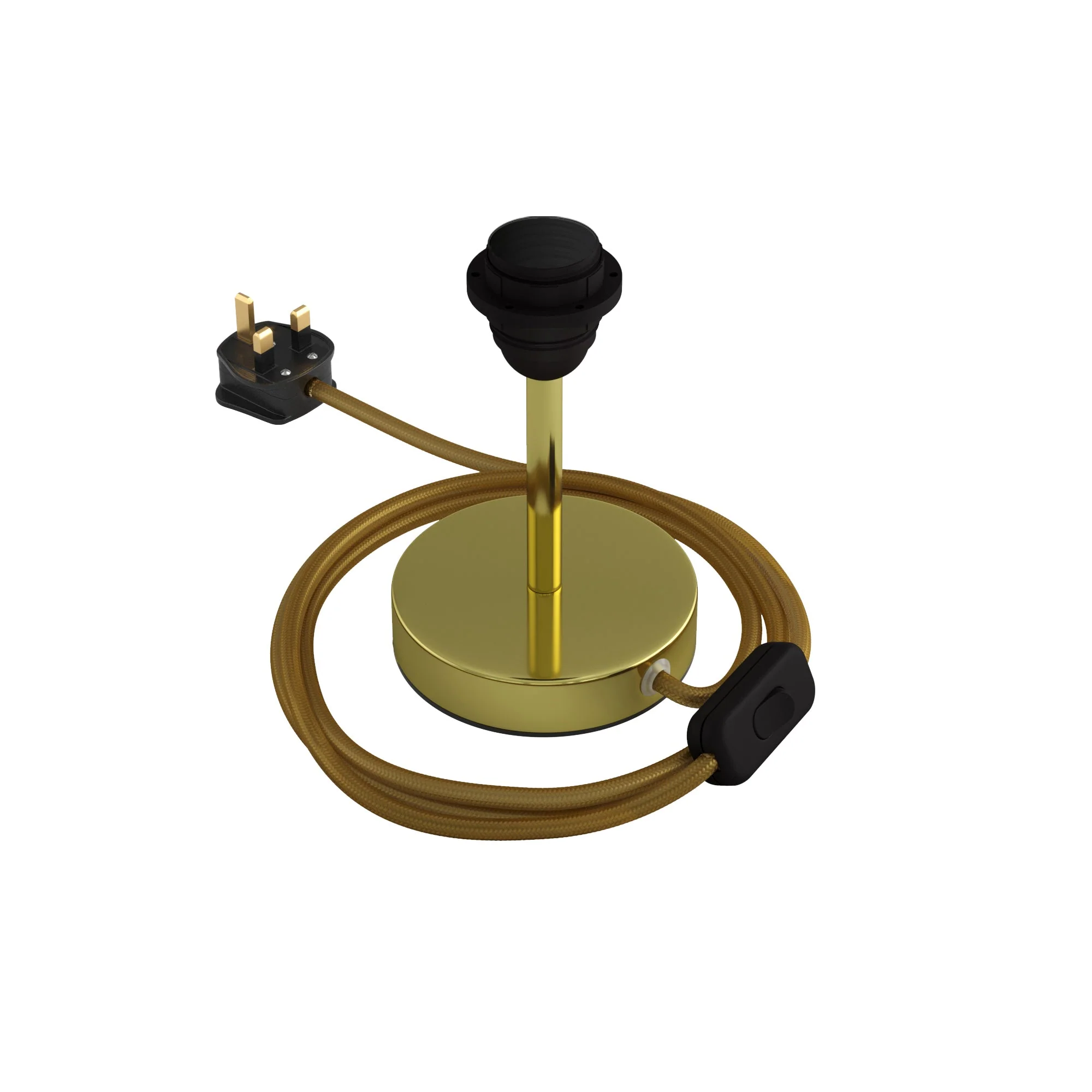 Lampshade riser - Metal table lamp with UK plug - Brass - Image 5