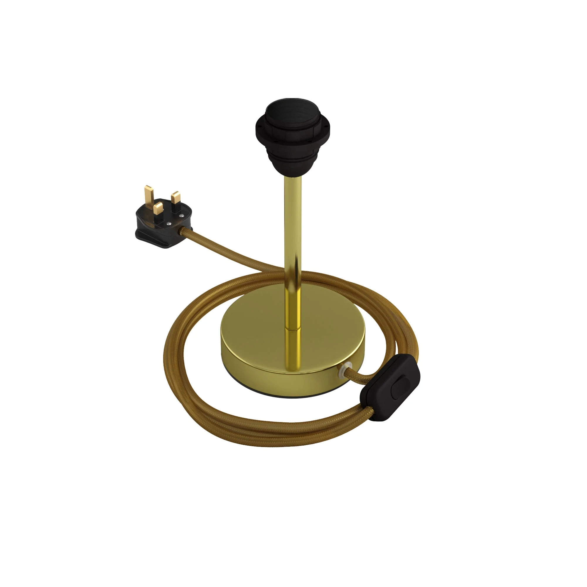 Lampshade riser - Metal table lamp with UK plug - Brass - Image 6