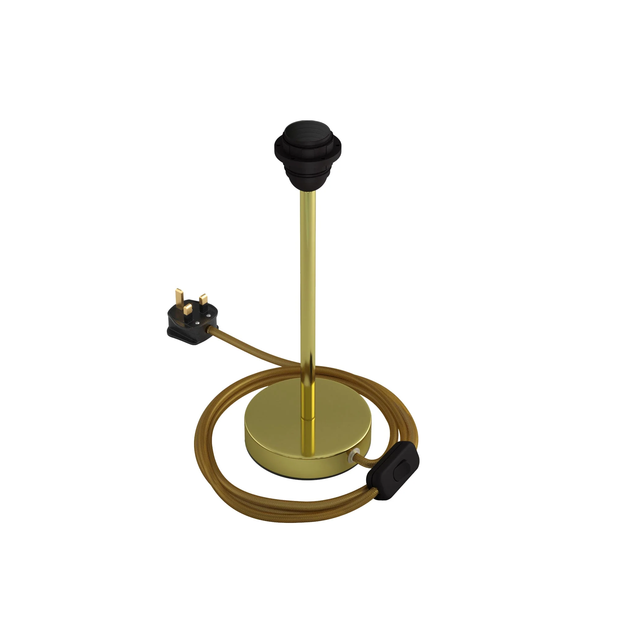 Lampshade riser - Metal table lamp with UK plug - Brass - Image 8