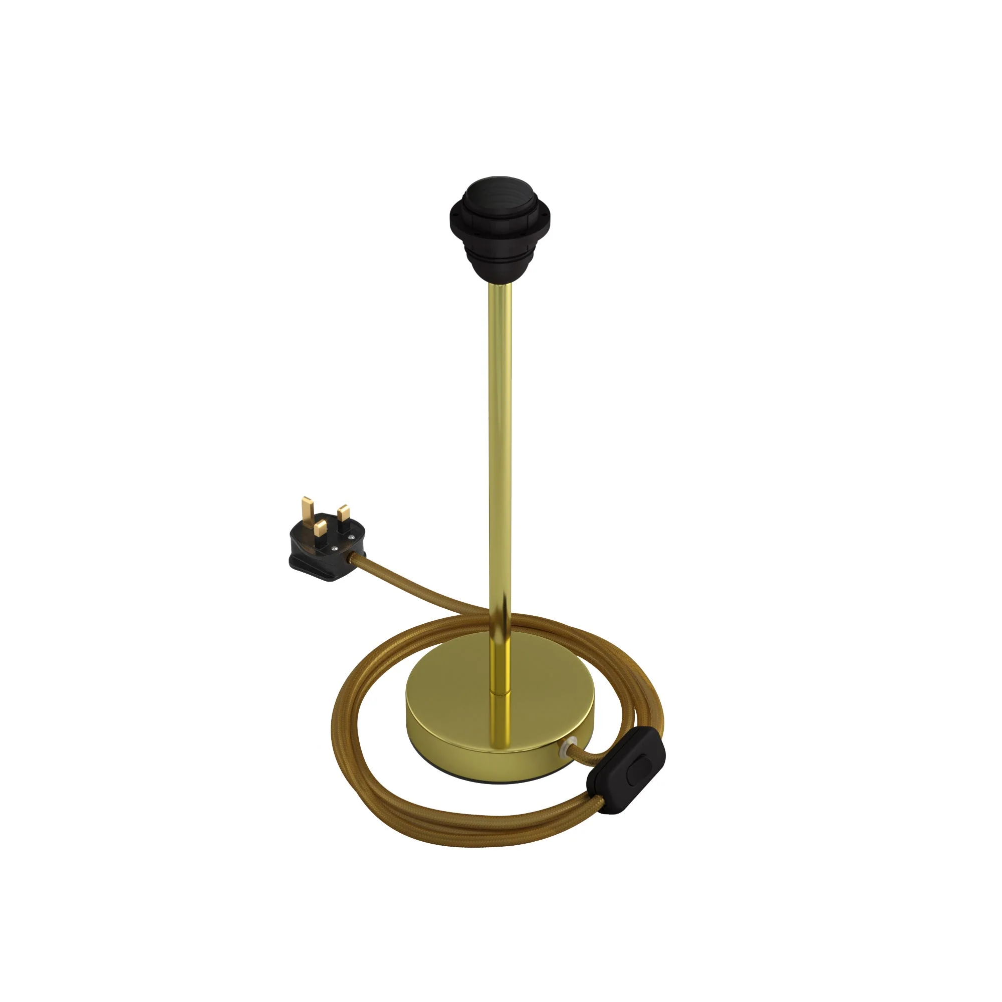 Lampshade riser - Metal table lamp with UK plug - Brass - Image 9