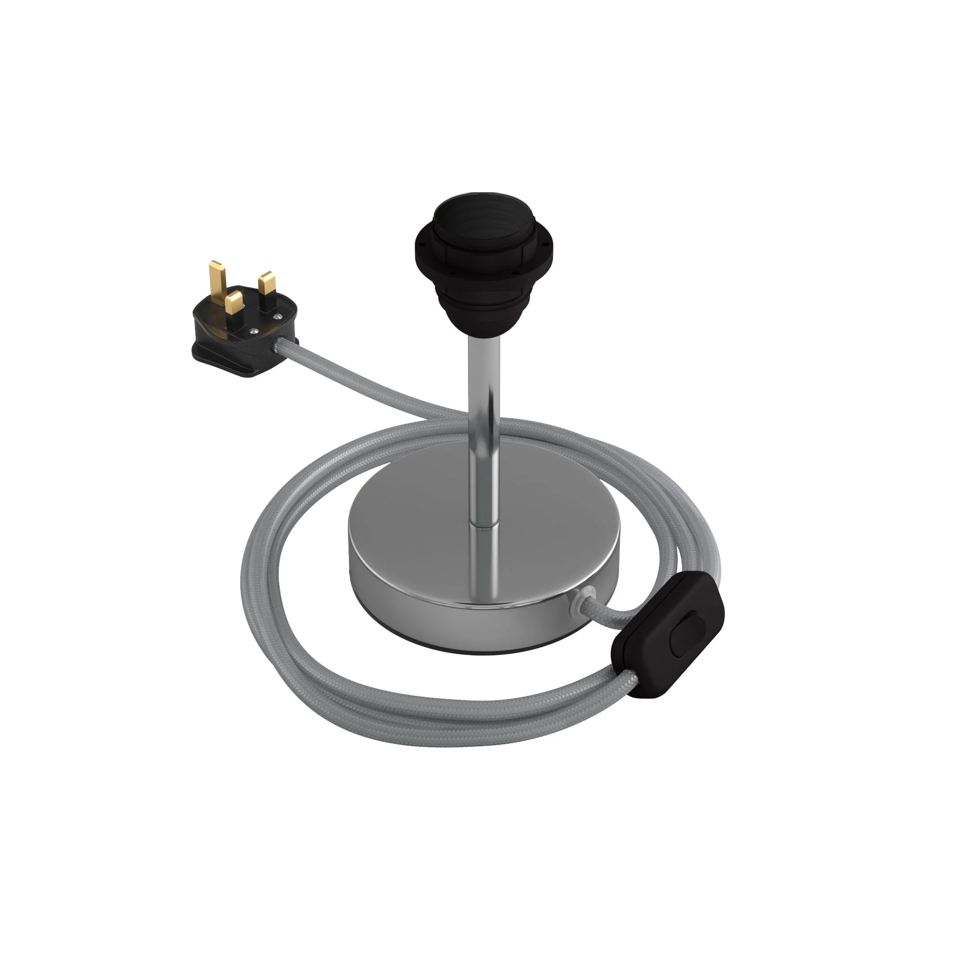 Lampshade riser - Metal table lamp with UK plug - Chrome - Image 5