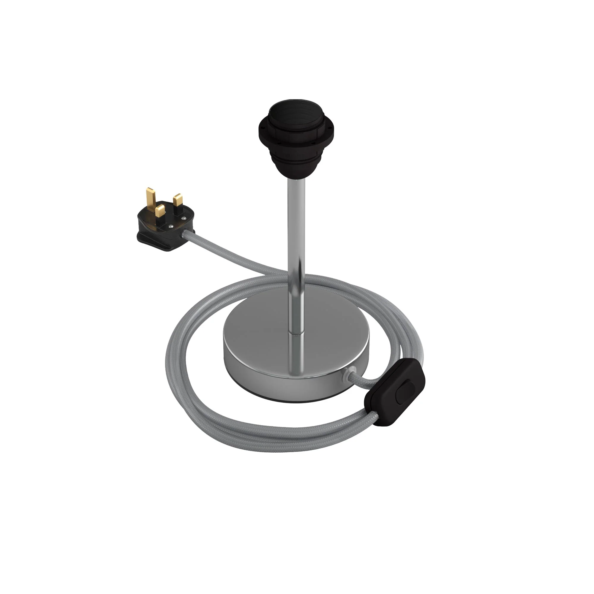 Lampshade riser - Metal table lamp with UK plug - Chrome - Image 6