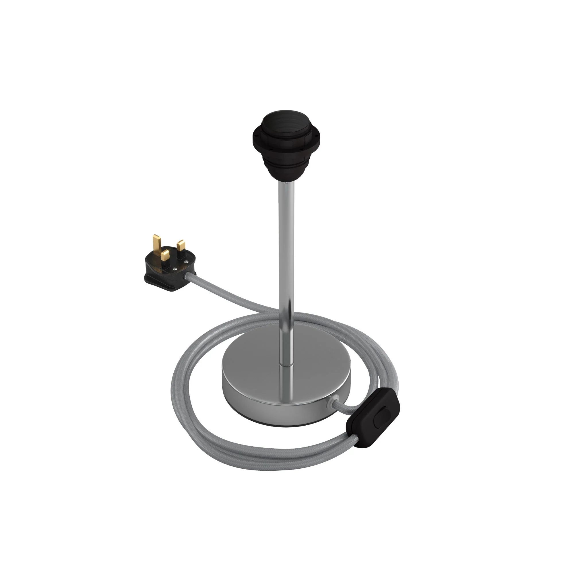 Lampshade riser - Metal table lamp with UK plug - Chrome - Image 7