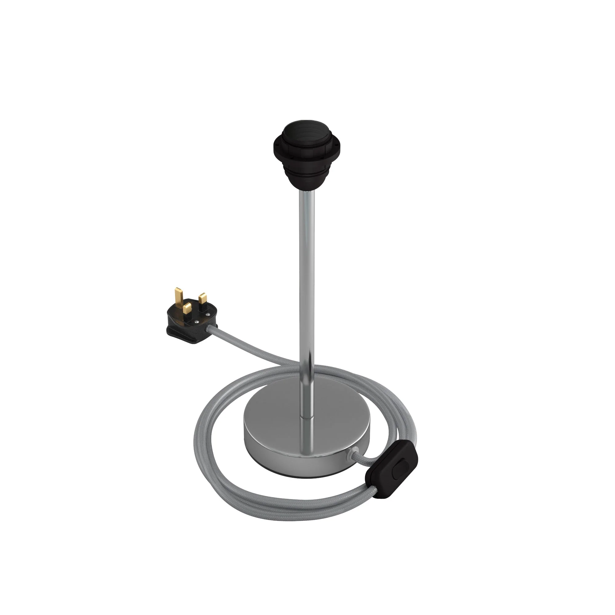 Lampshade riser - Metal table lamp with UK plug - Chrome - Image 8