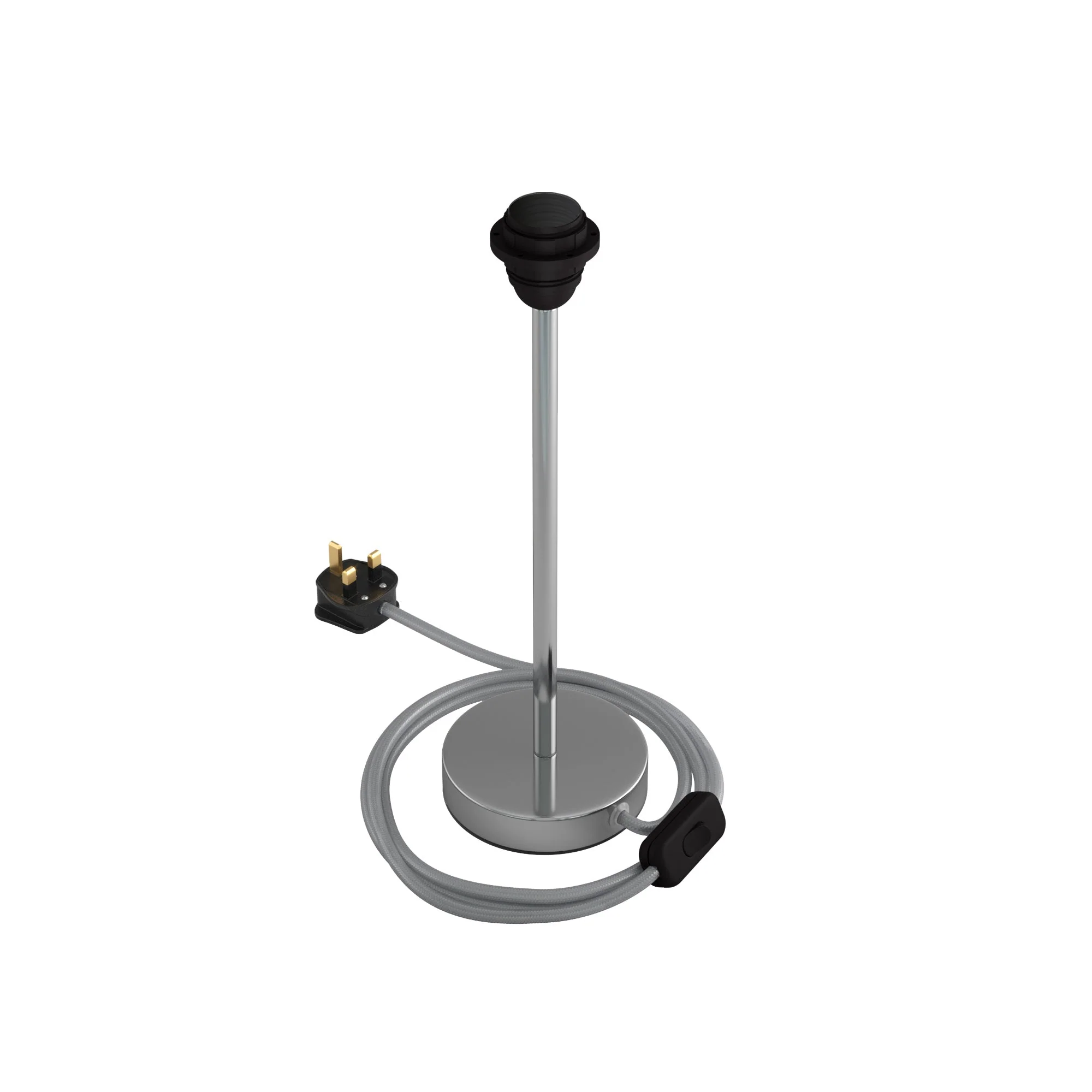 Lampshade riser - Metal table lamp with UK plug - Chrome - Image 9