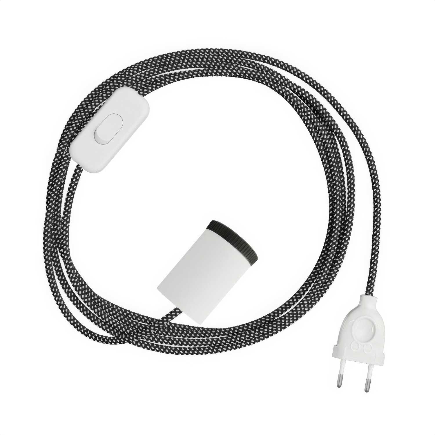 Mini Spotlight GU1d0 lamp with SnakeBis cordset - Matte white