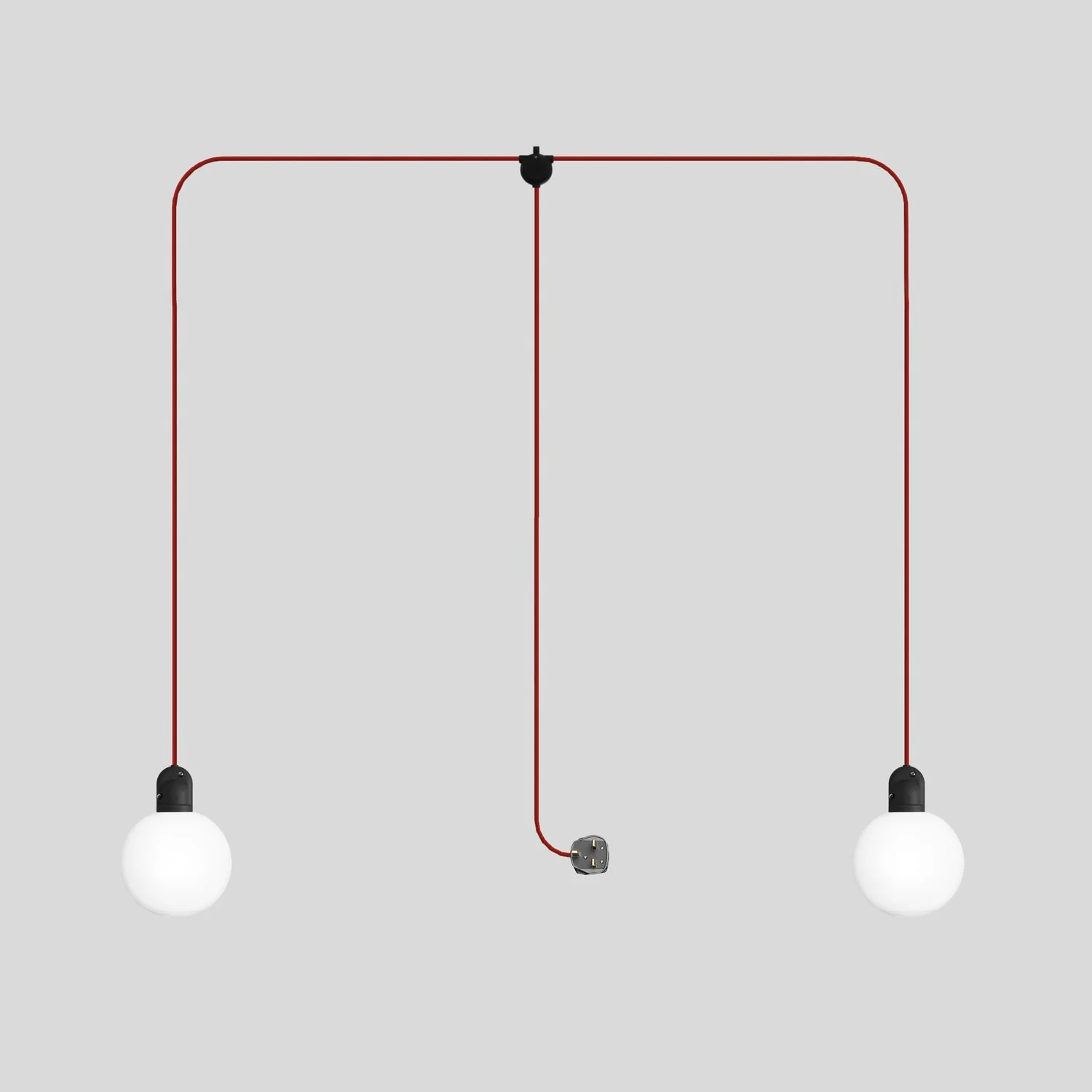Modulair outdoor lamp IP65 with 2 drops, UK plug, unbreakable Unbreak-a-Ball lampshades, and SM09 cord