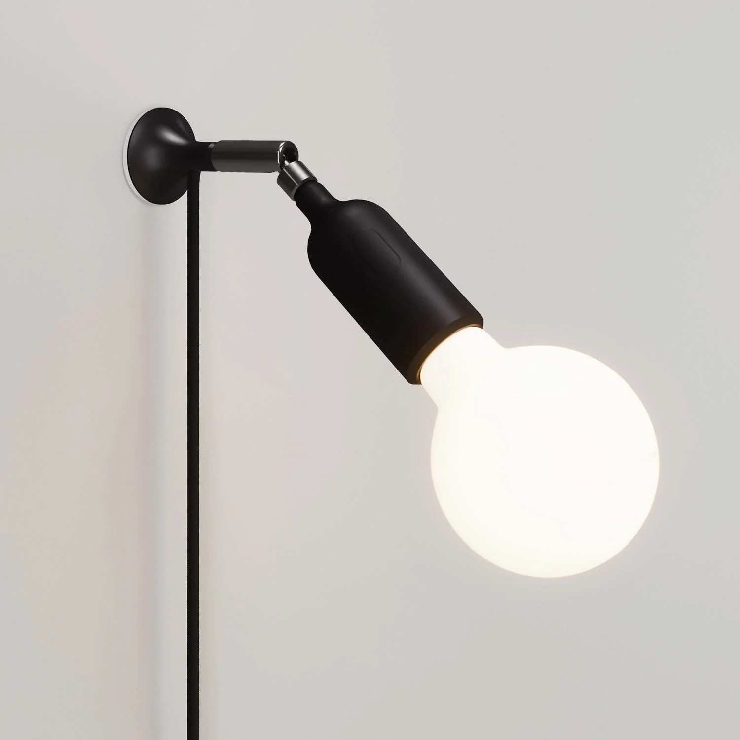 MAG-Y wall lamp with joint, silicone Socket with Switch and UK Plug - Black