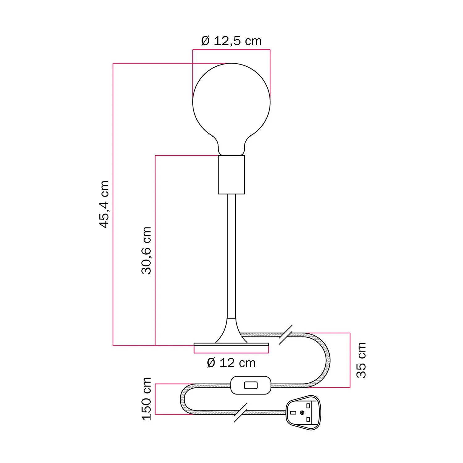 MAG-Y table lamp with round metal base and UK plug - Matte white - Image 4