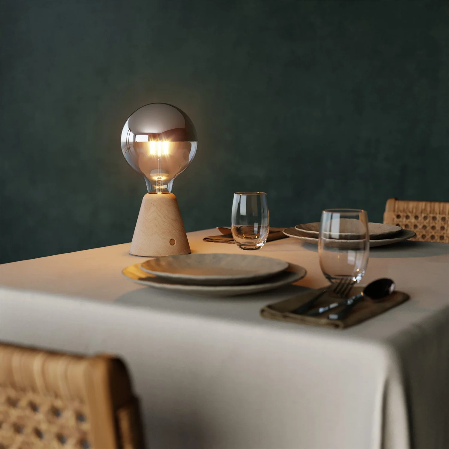Cabless01 portable rechargeable lamp with half-sphere silver globe light bulb - Neutral - Image 4