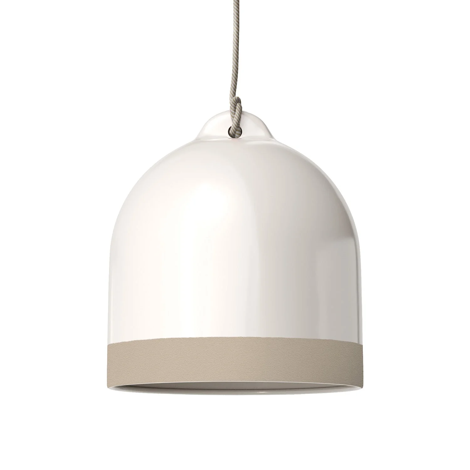Lampshade Campana M two-tone in ceramic White and Dove Gray, Materia collection - Made in Italy