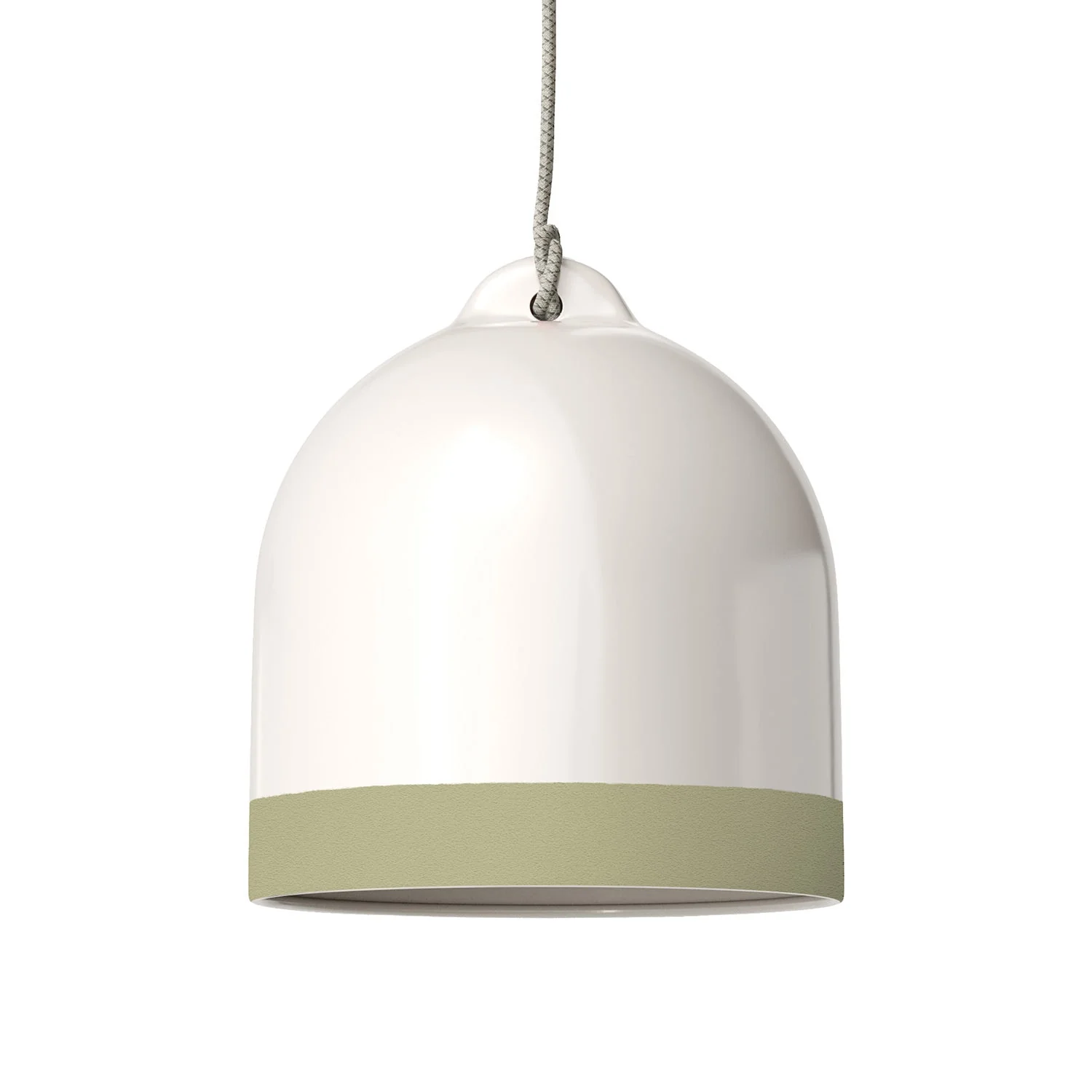Bell M bicolor ceramic lampshade in White and Sage Green, Materia collection - Made in Italy