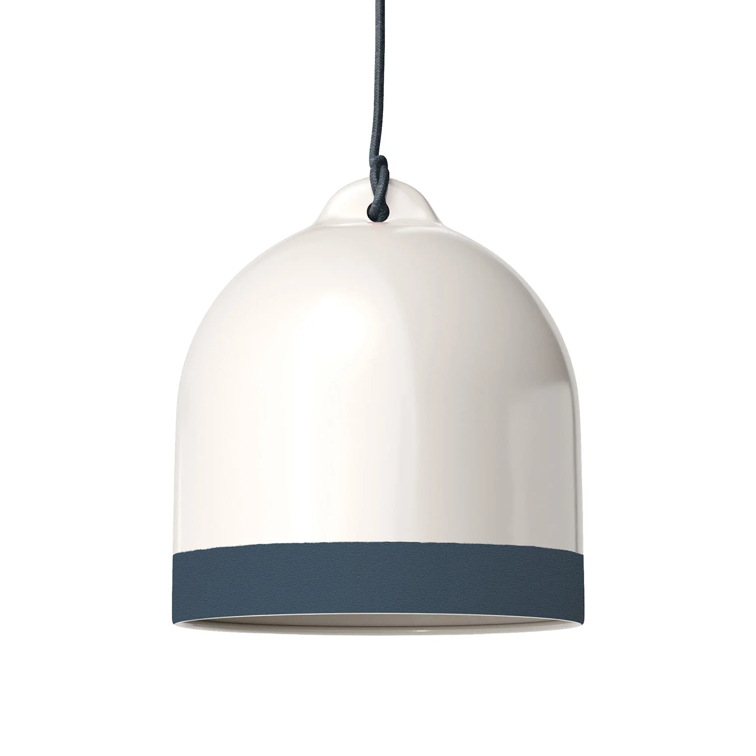 Campana M bicolor Lampshade in ceramic White and Petroleum, Materia collection - Made in Italy