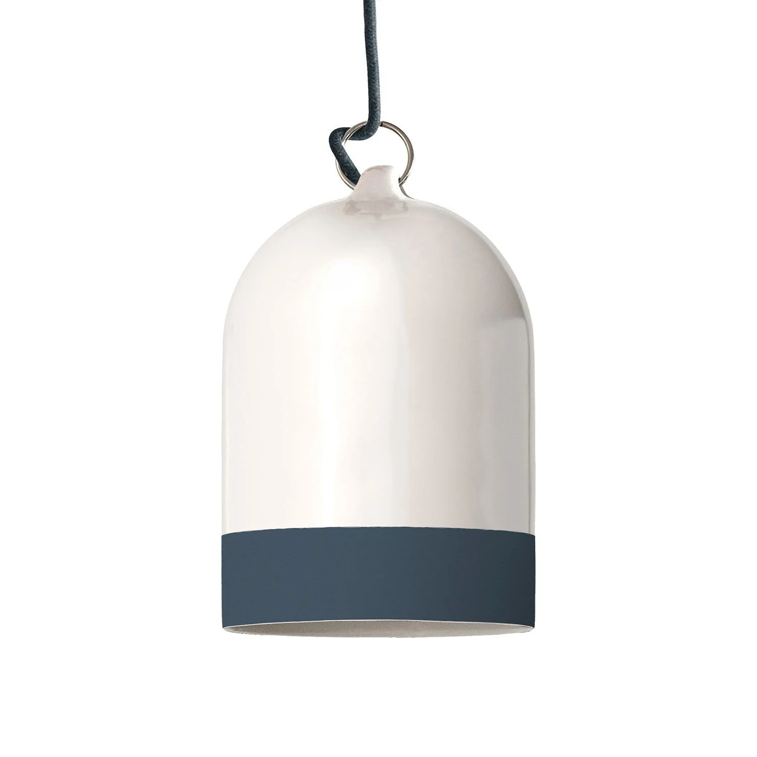 Mini XS Bell lampshade in two-tone ceramic, White and Petrol Blue, Materia collection - Made in Italy