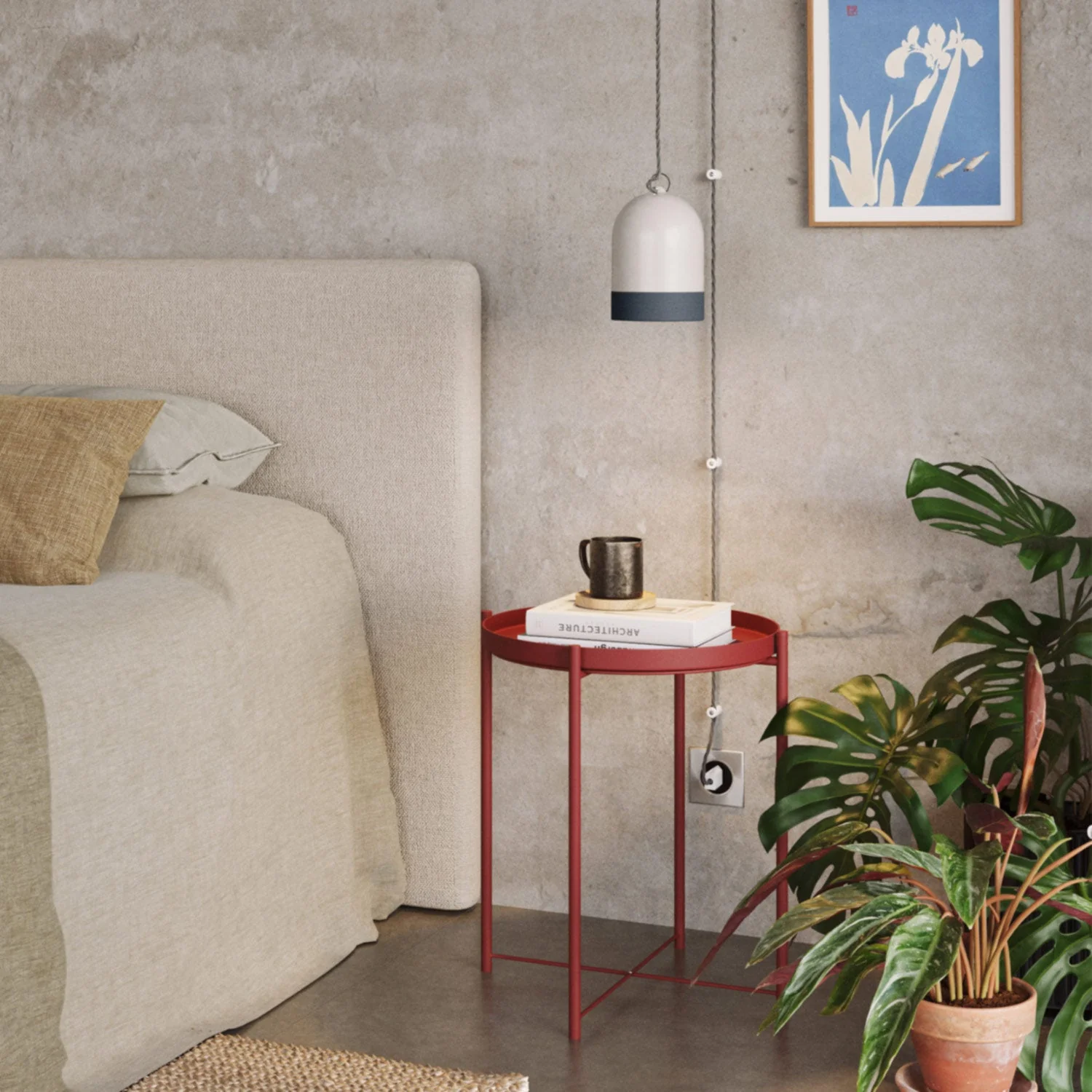 Mini XS Bell lampshade in two-tone ceramic, White and Petrol Blue, Materia collection - Made in Italy - Image 2